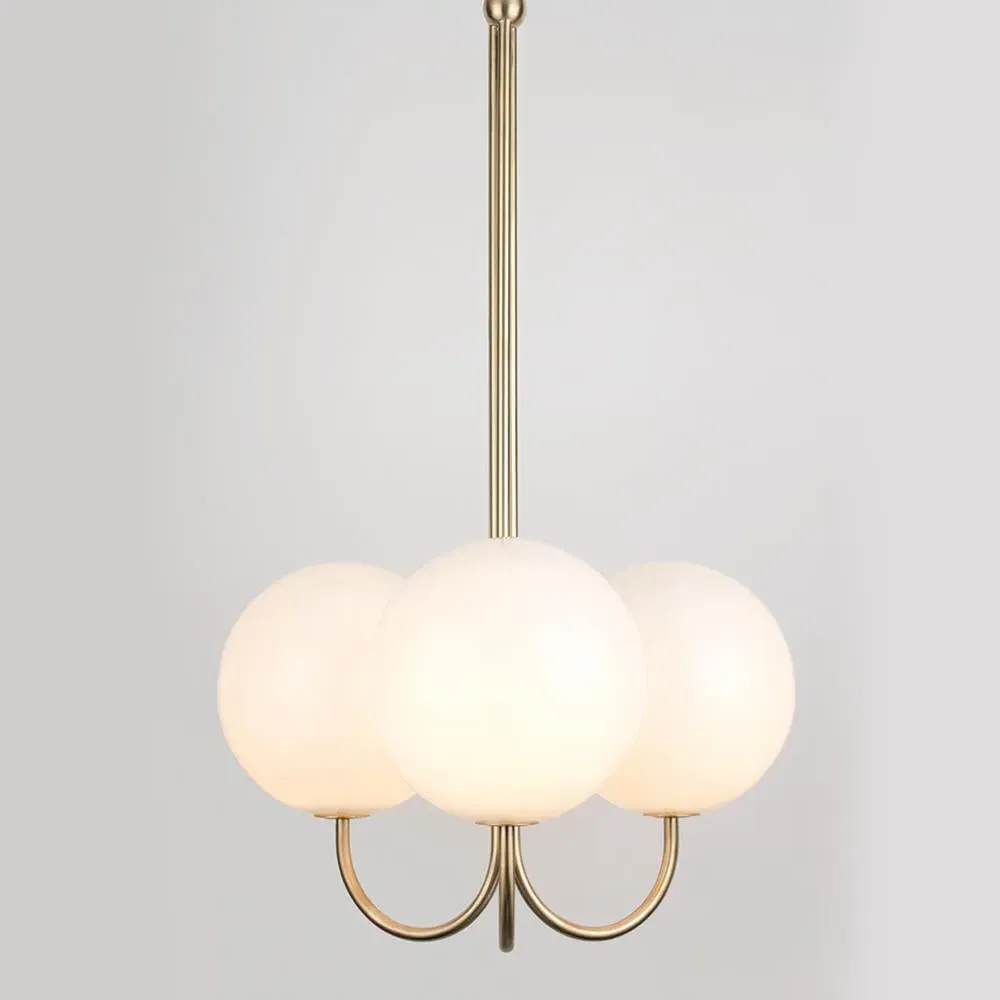 Triple Pendant Light - Satin Brass, Glass