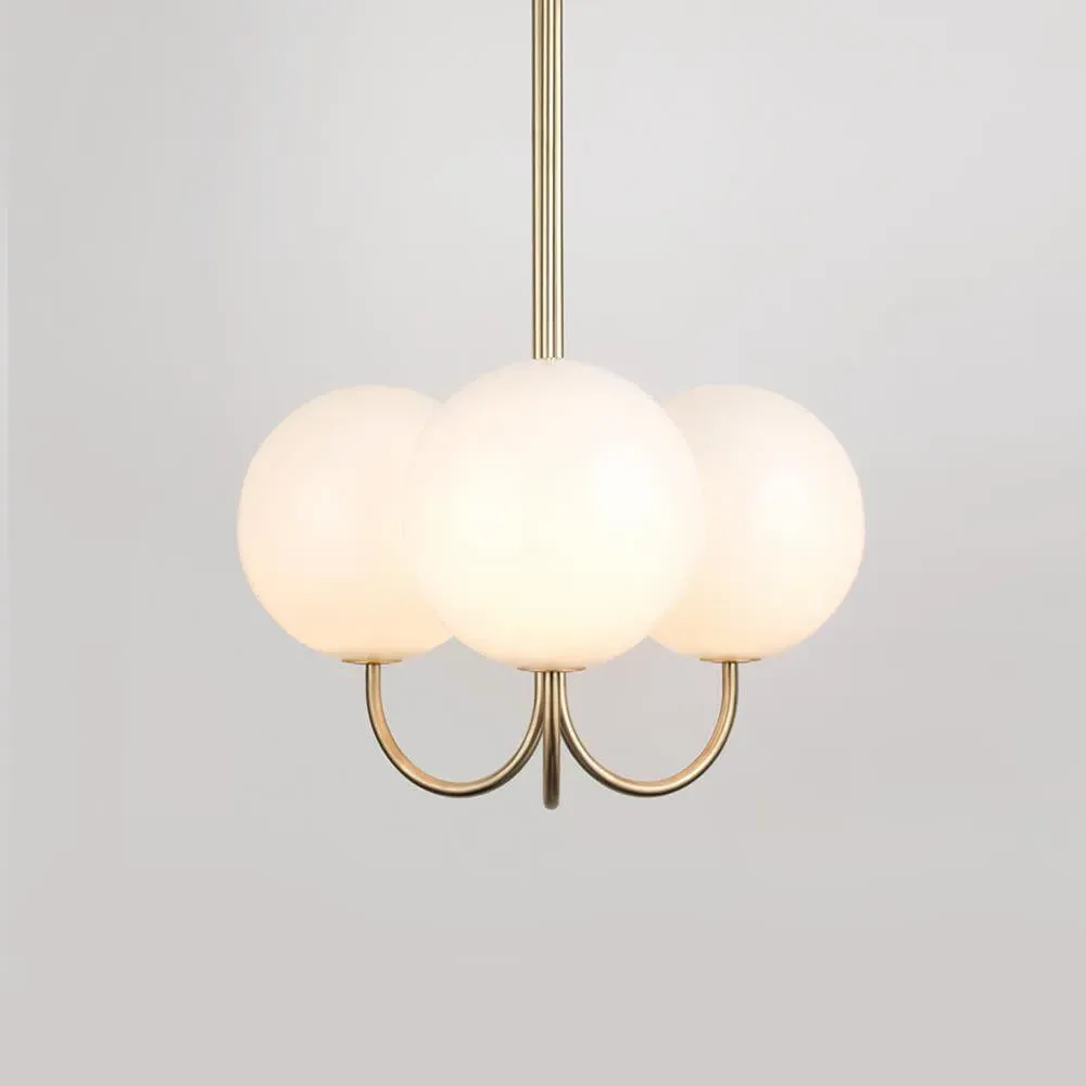 Triple Pendant Light - Satin Brass, Glass
