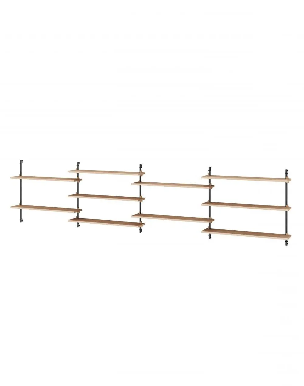 4-Bay Wall Shelving System - Black, Steel