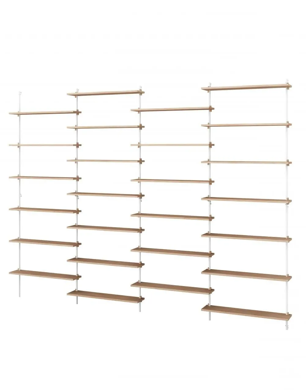 4-Bay Wall Shelving System - White, Oak