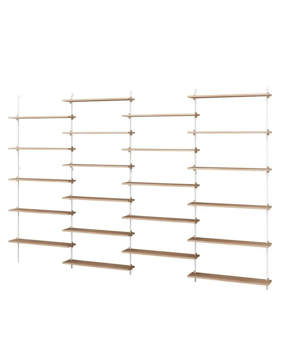 4-Bay Wall Shelving System - White, Oak