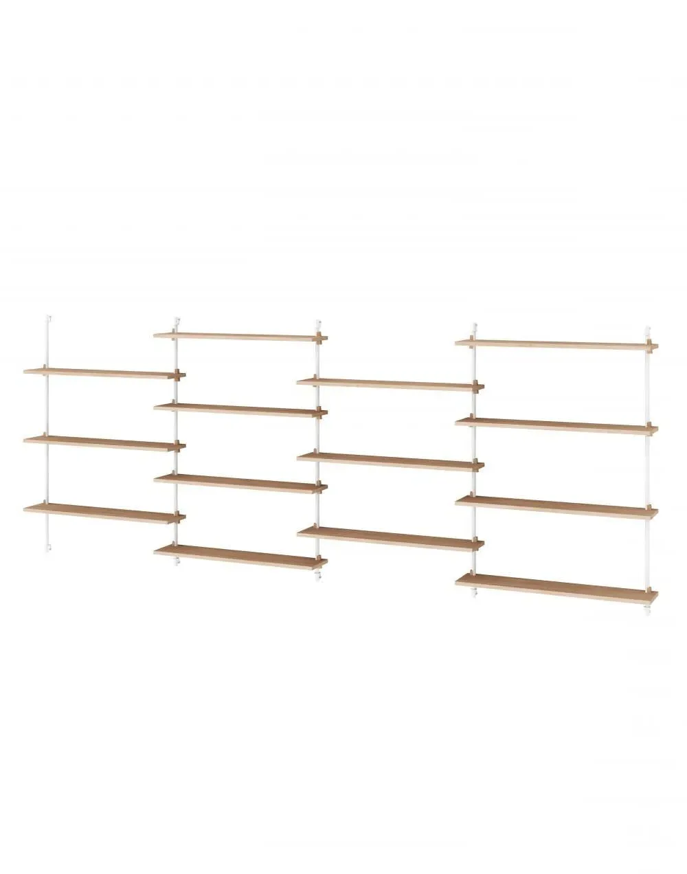 4-Bay Wall Shelving System - White, Oak