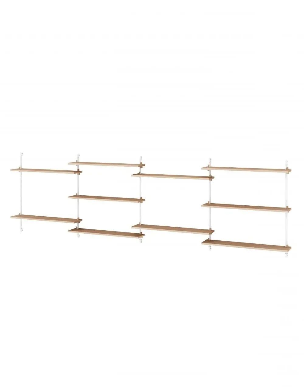 4-Bay Wall Shelving System - White, Oak