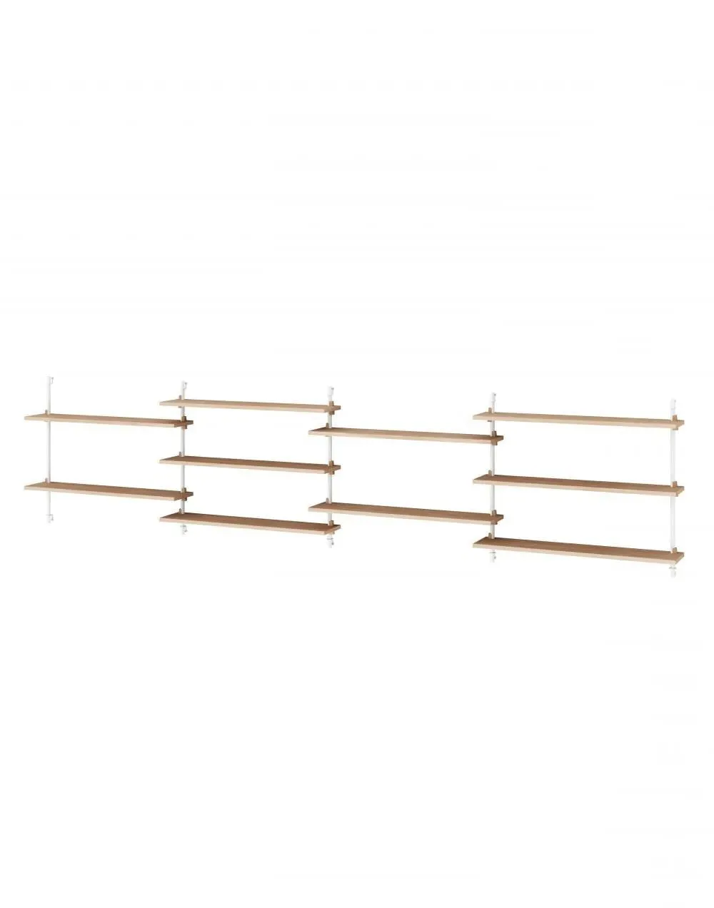 4-Bay Wall Shelving System - White, Oak