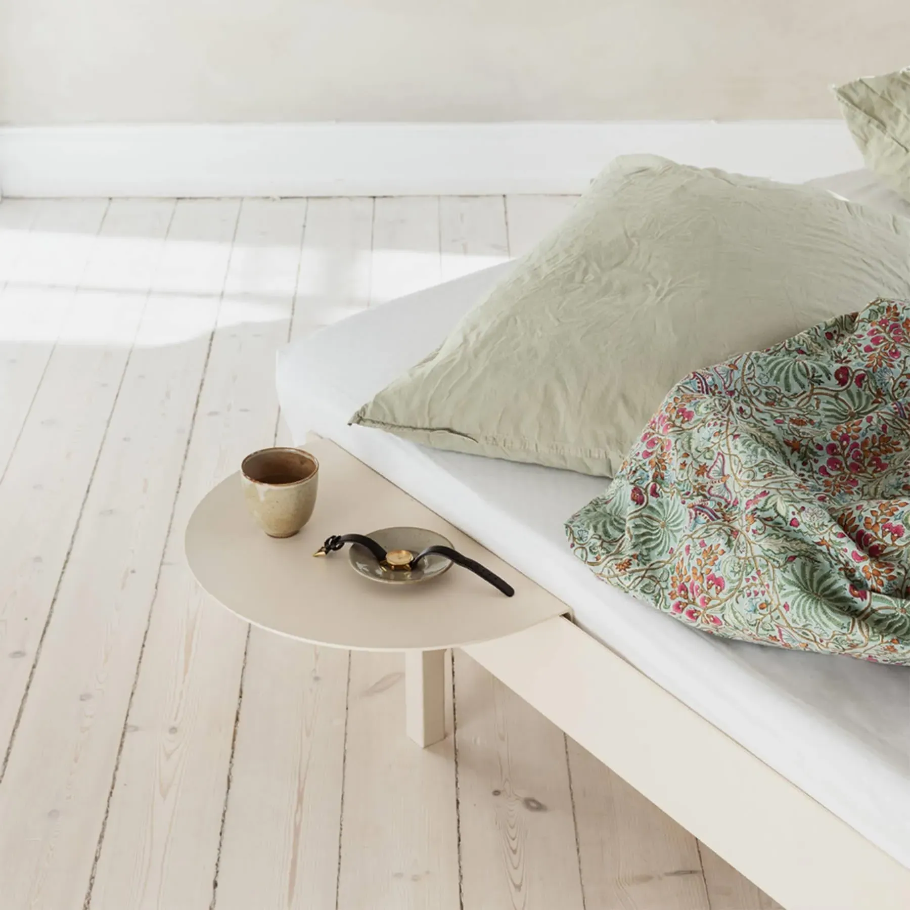 Double Bed Frame with Side Tables - Pine Green, Steel