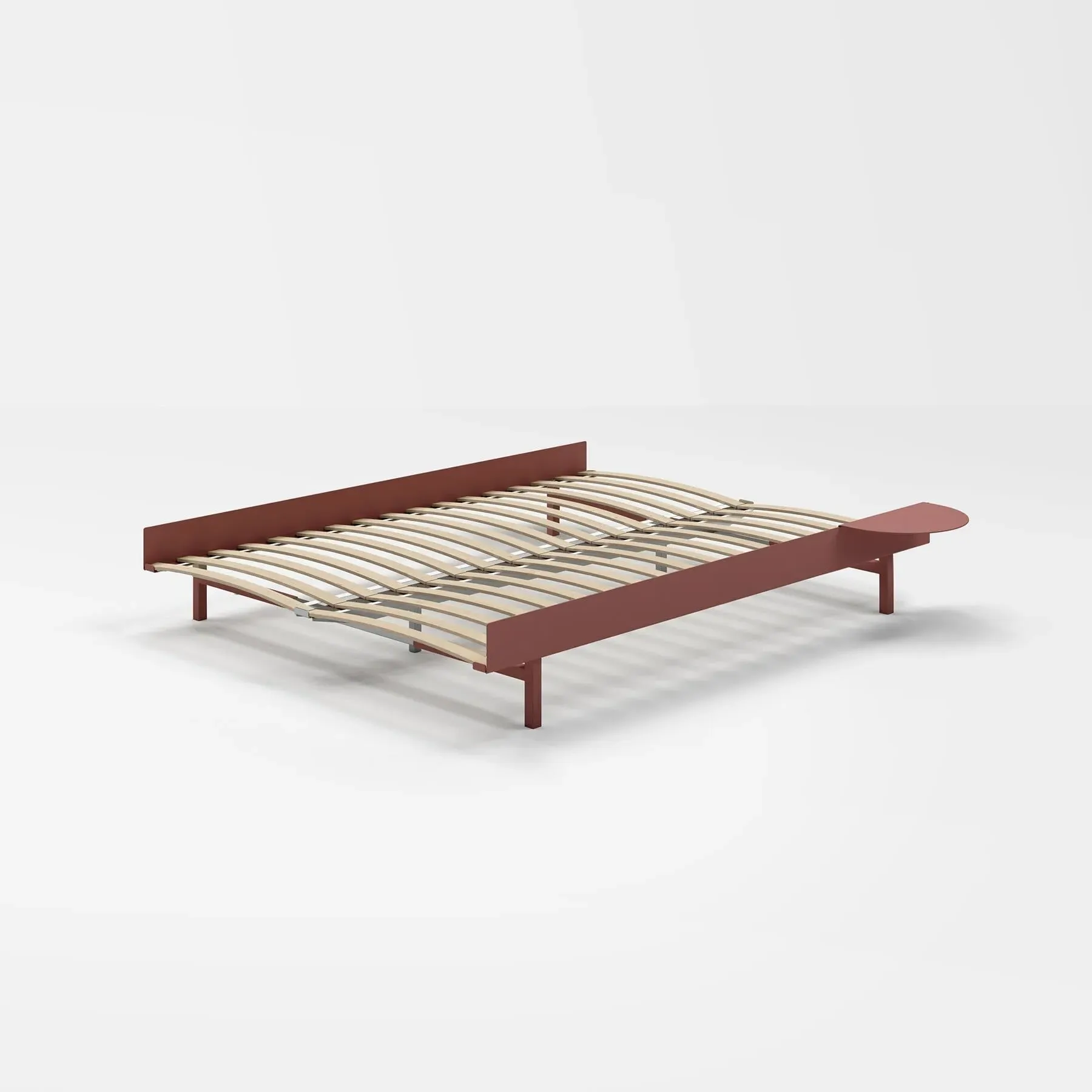 Double Bed with Side Table - Dusty Rose, Steel