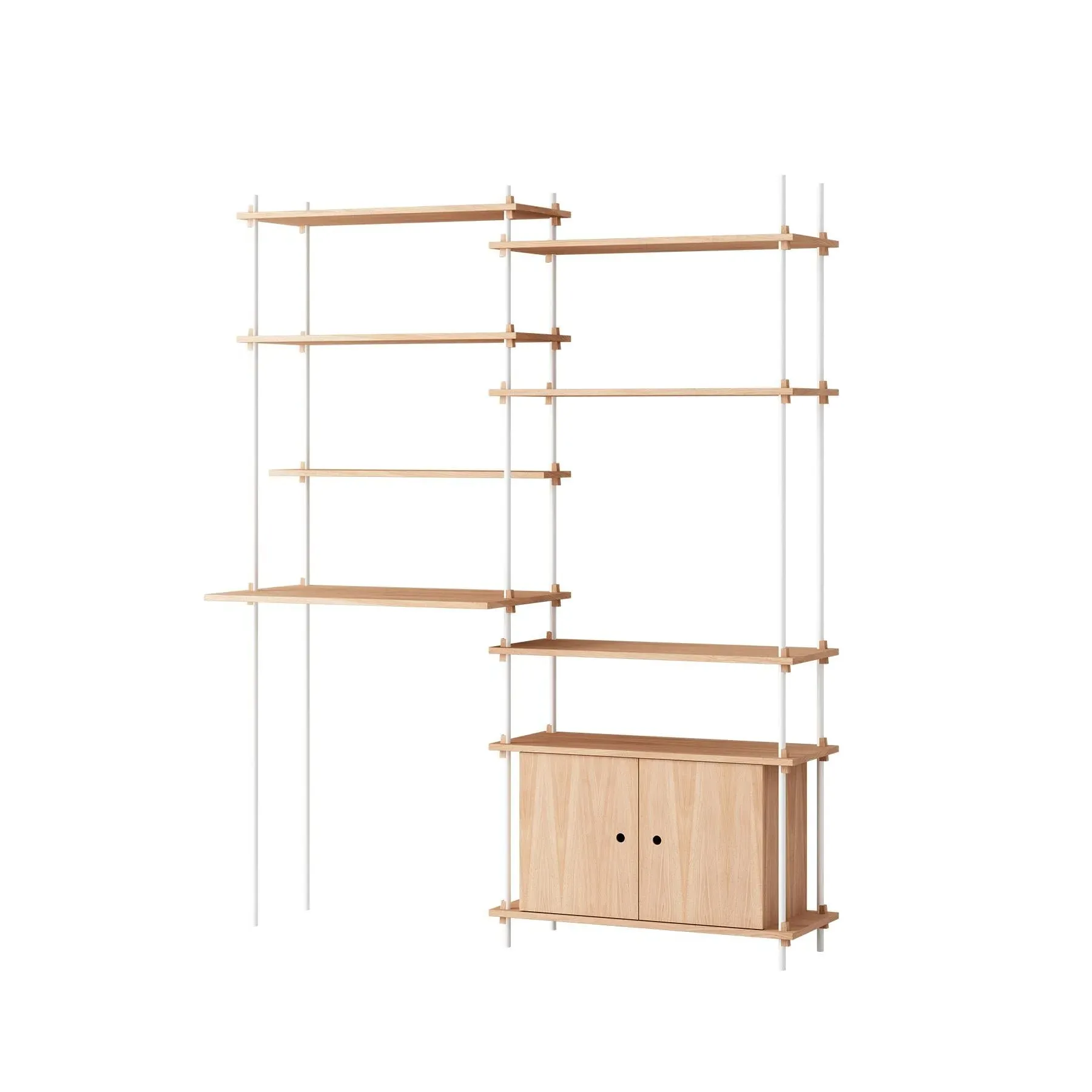 Double Shelving System with Cabinet - Oak