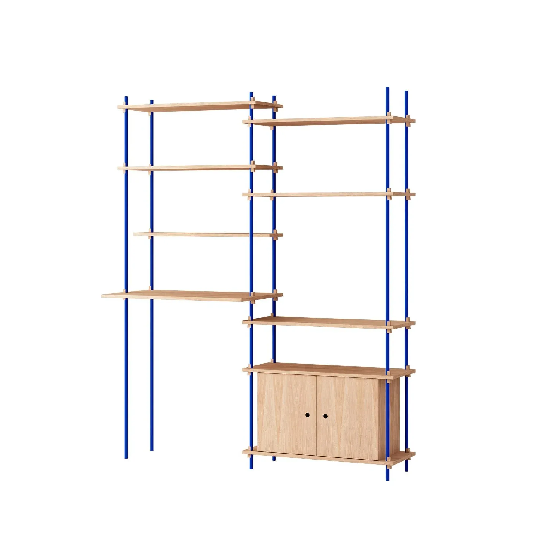 Double Shelving System with Cabinet - Oak