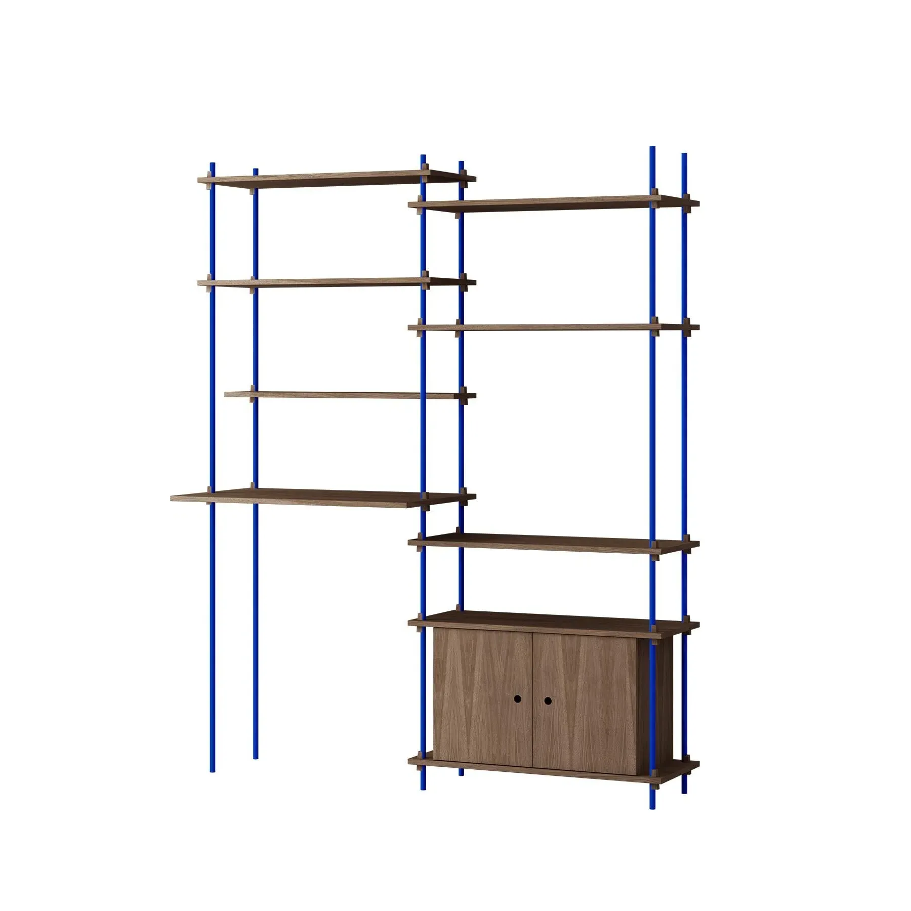Double Shelving System with Cabinet - Smoked Oak