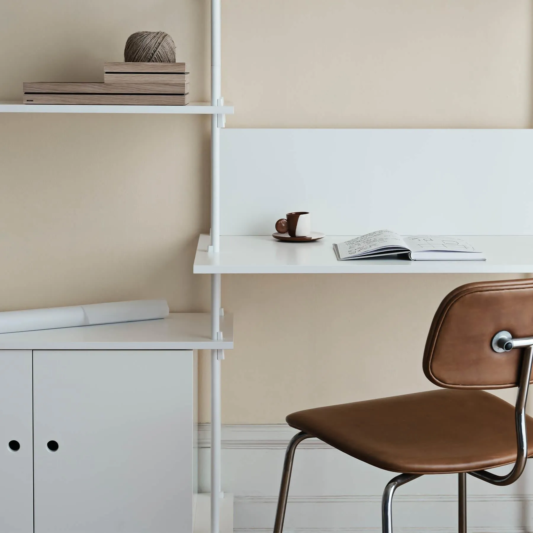 Double Shelving System with Cabinets - Grey, Oak