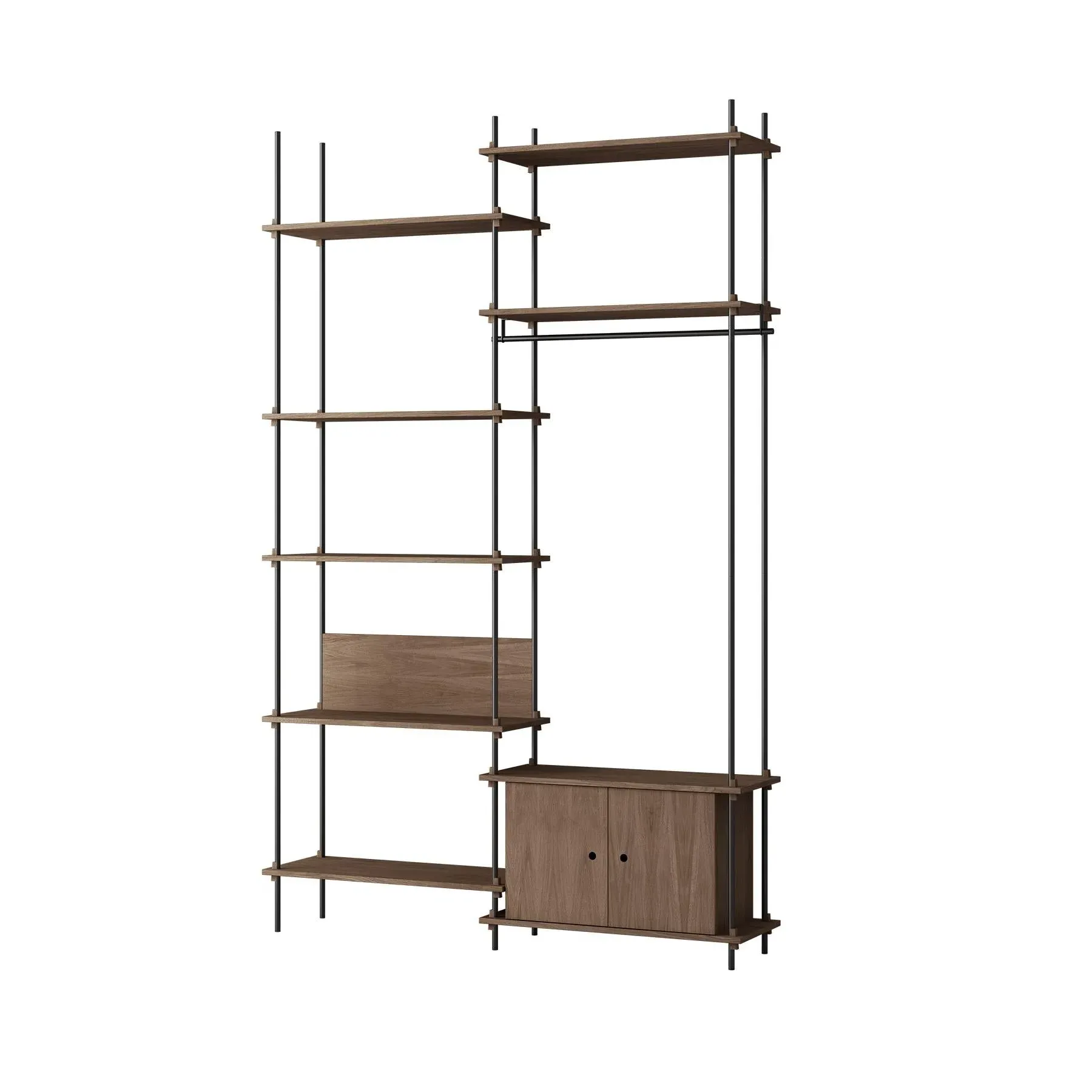 Double Shelving System with Desk - Black, Oak