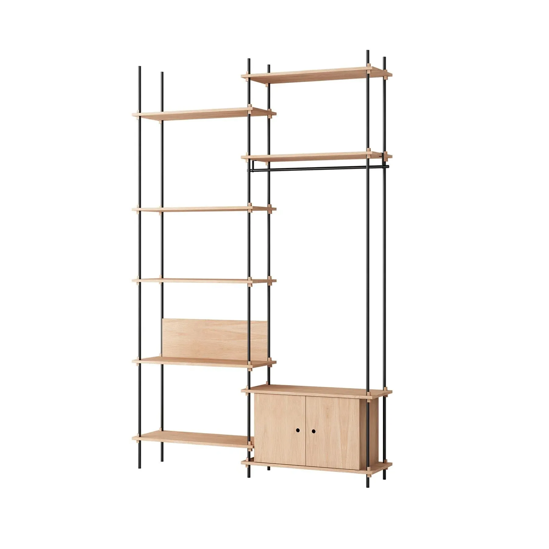 Double Shelving System with Desk - Black, Oak