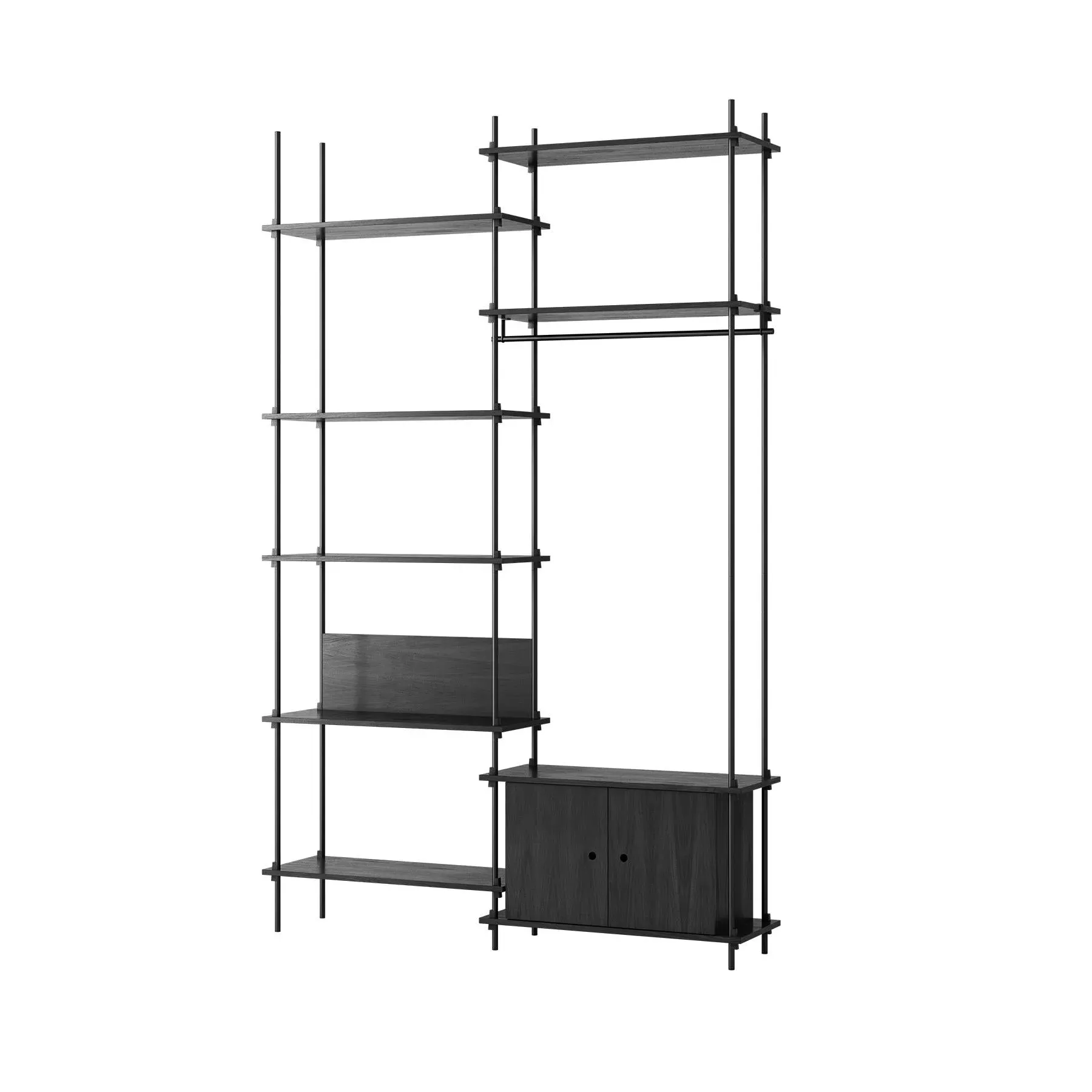 Double Shelving System with Desk - Black image
