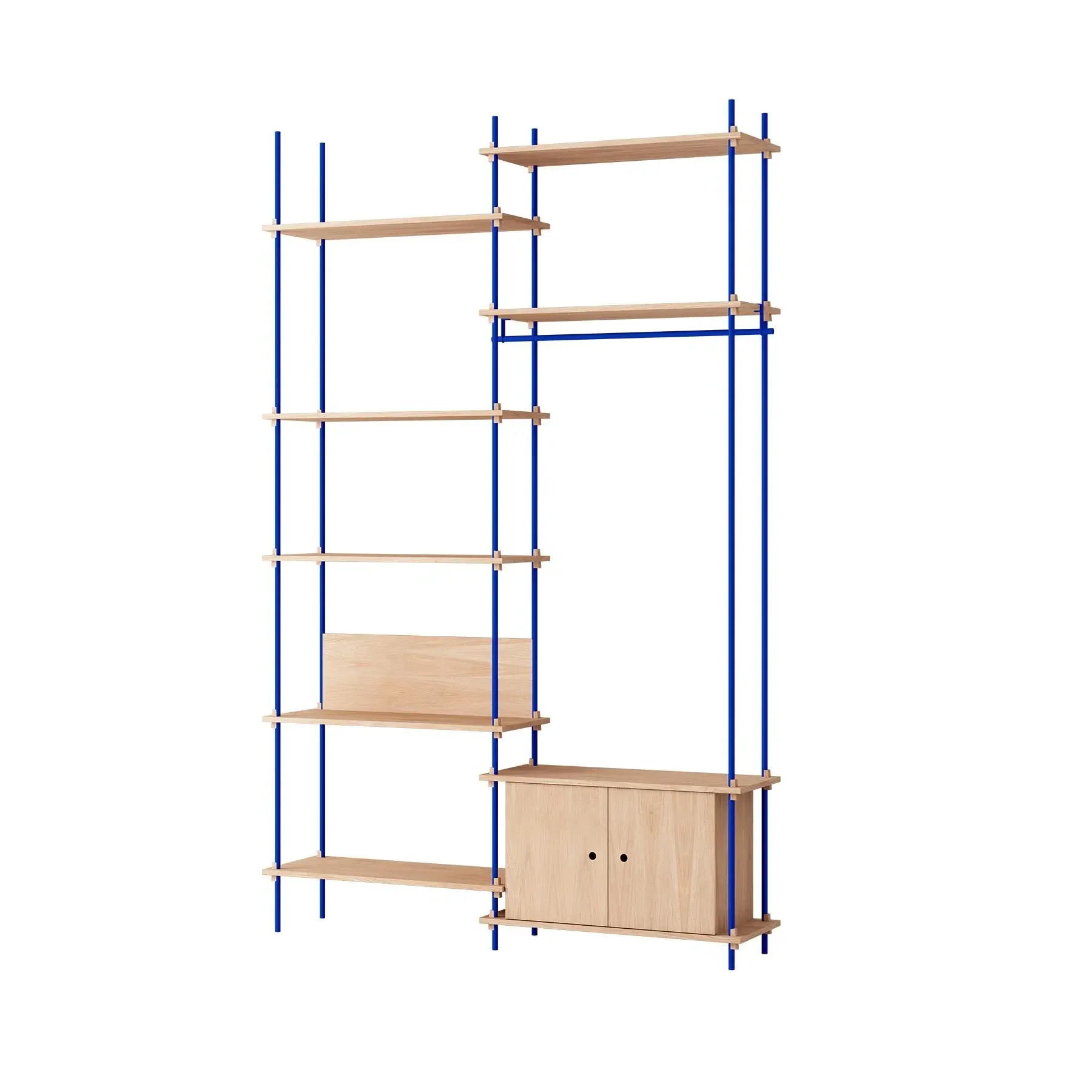 Double Shelving System with Desk - Blue, Oak