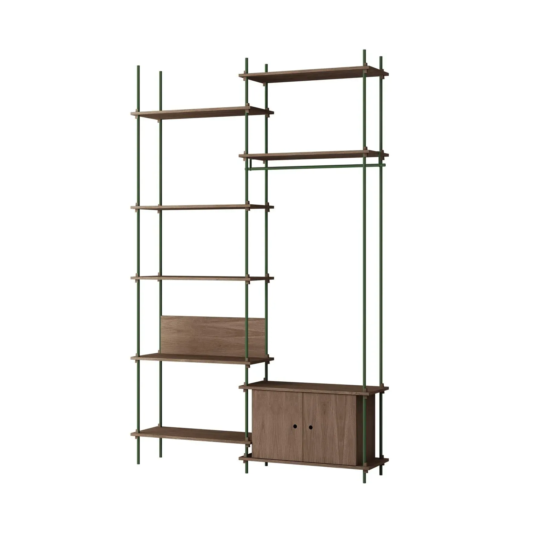 Double Shelving System with Desk - Green, Oak