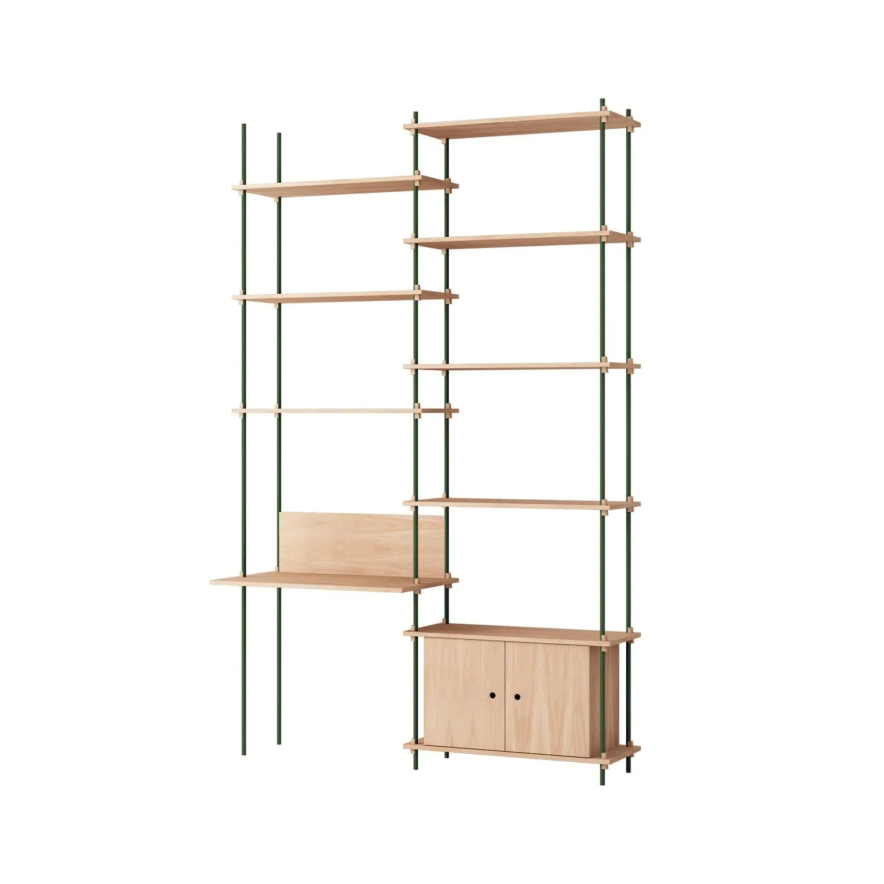 Double Shelving System with Desk - Oak, Wood