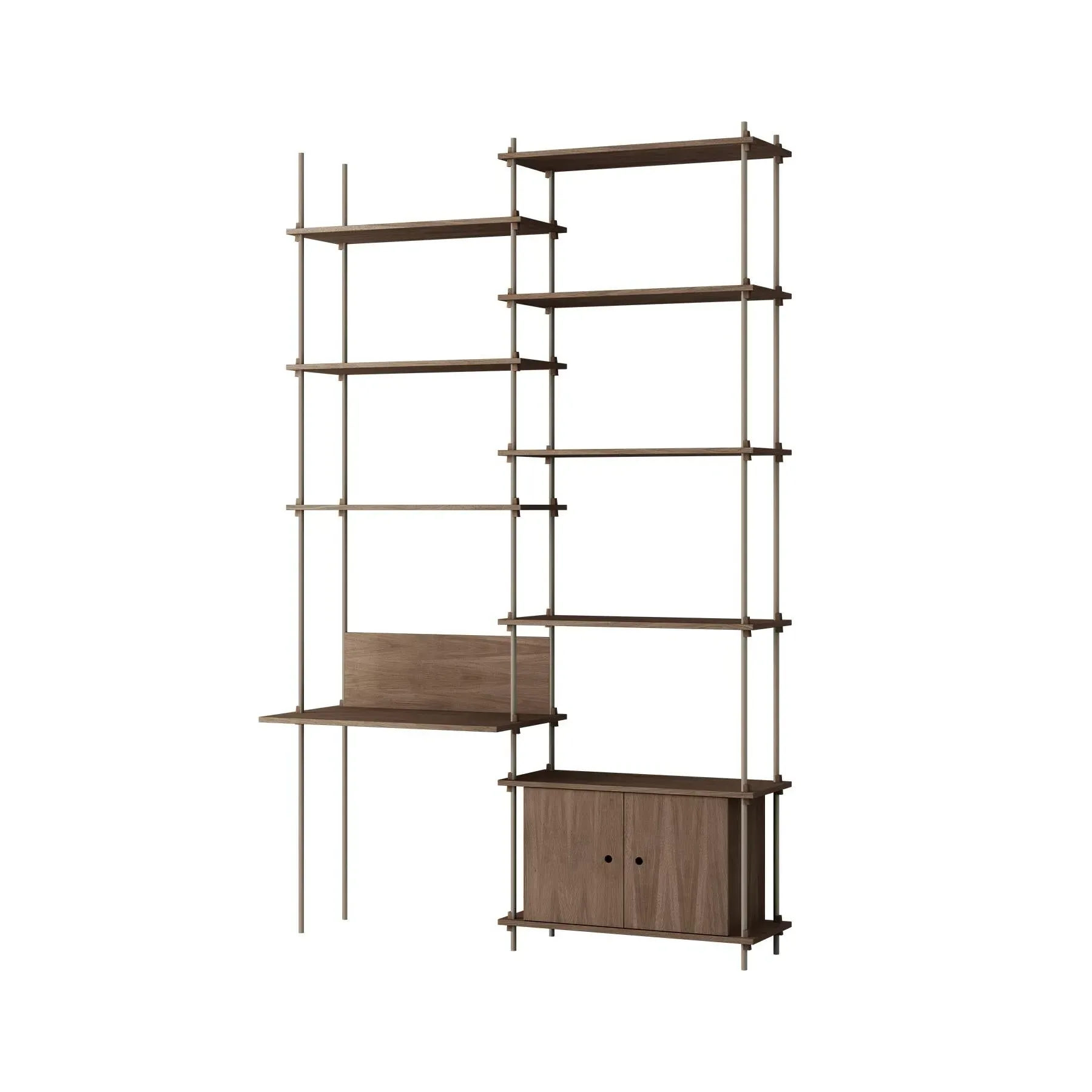 Double Shelving System with Desk - Oak, Wood
