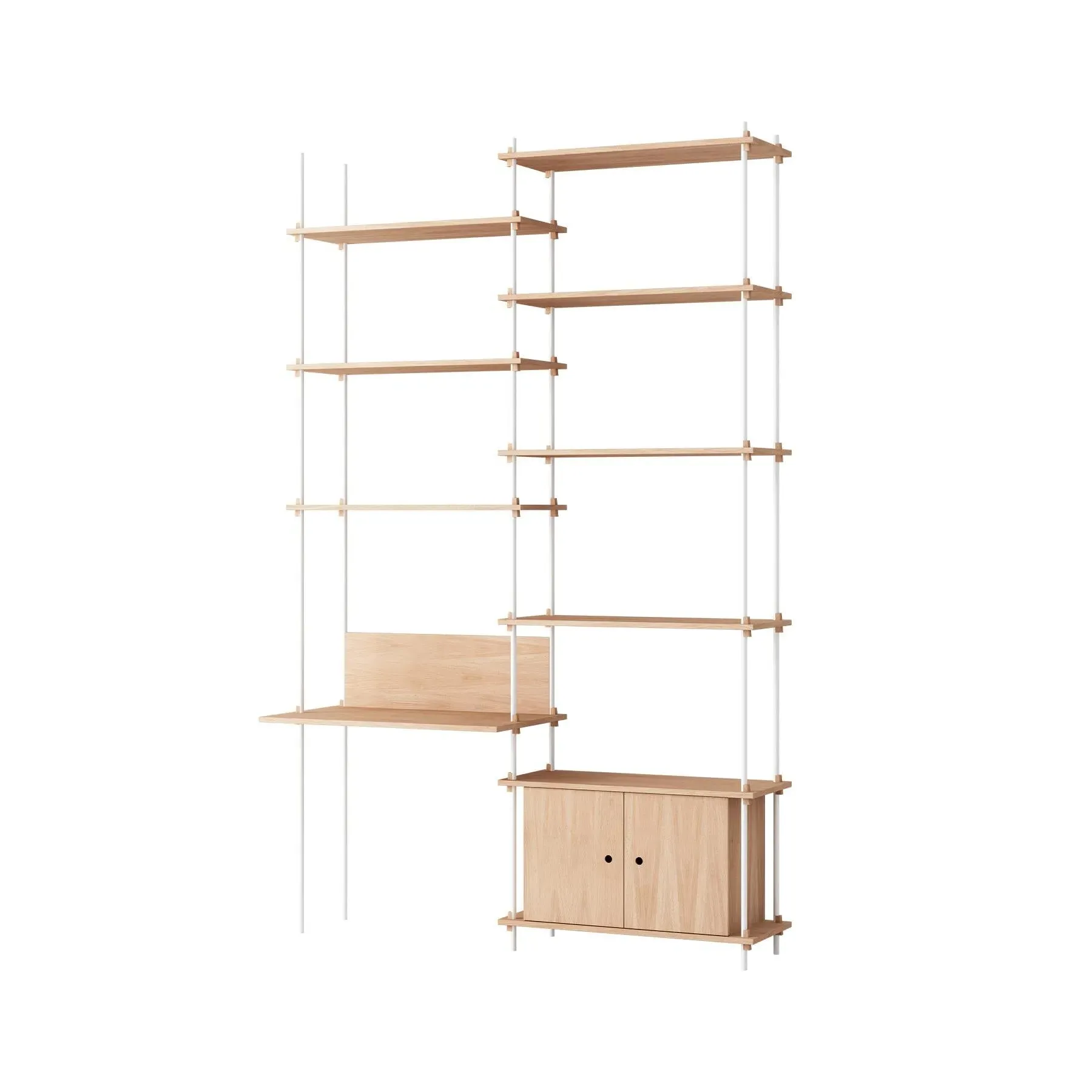 Double Shelving System with Desk - Oak, Wood