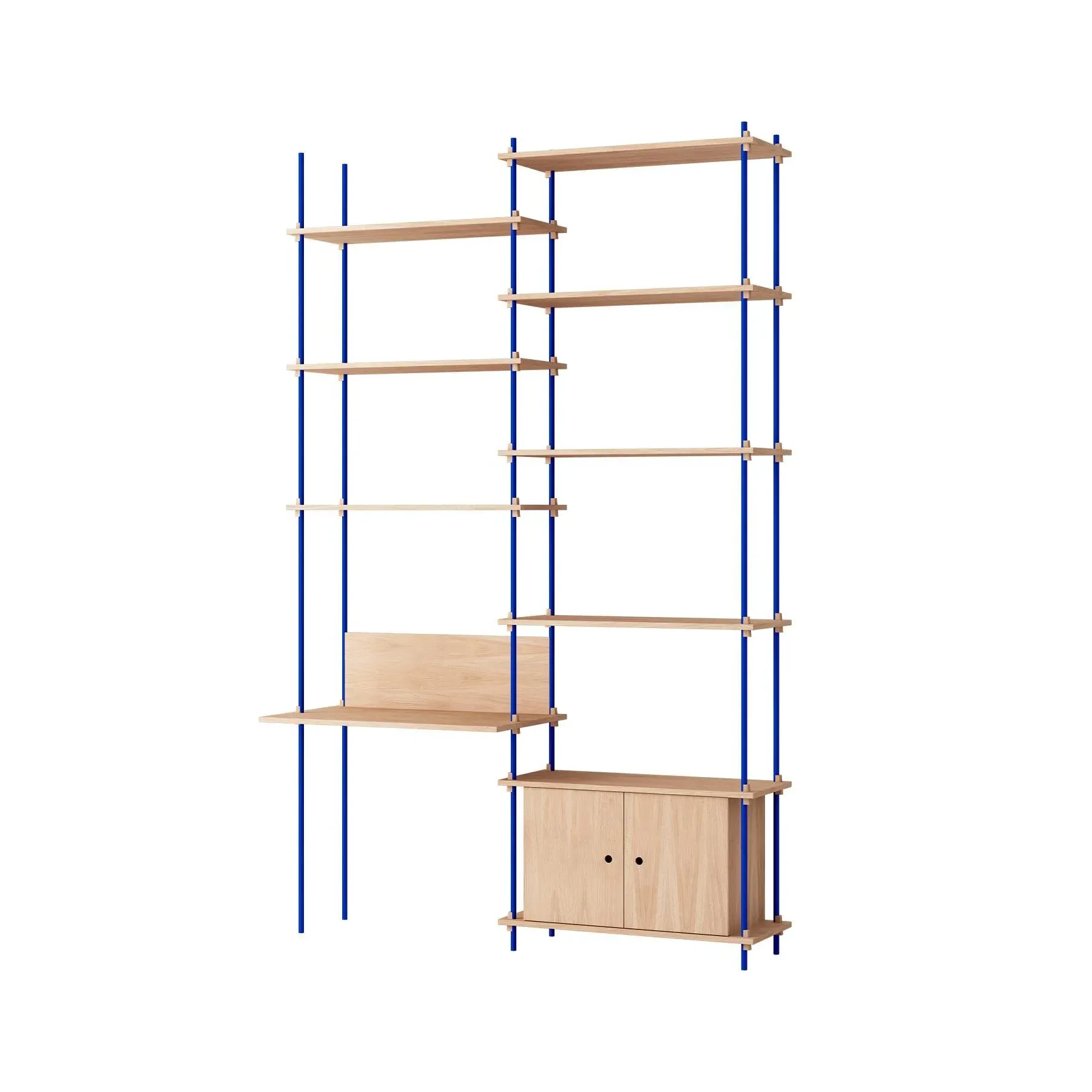 Double Shelving System with Desk - Oak, Wood