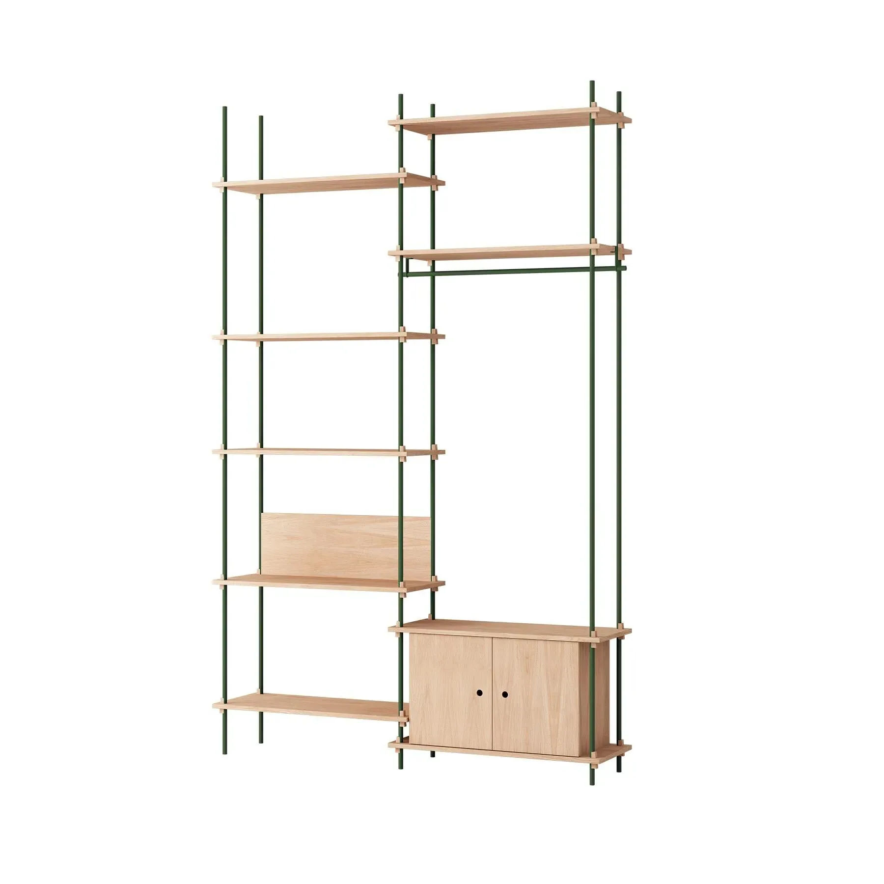 Double Shelving System with Desk - Pine Green, Oak