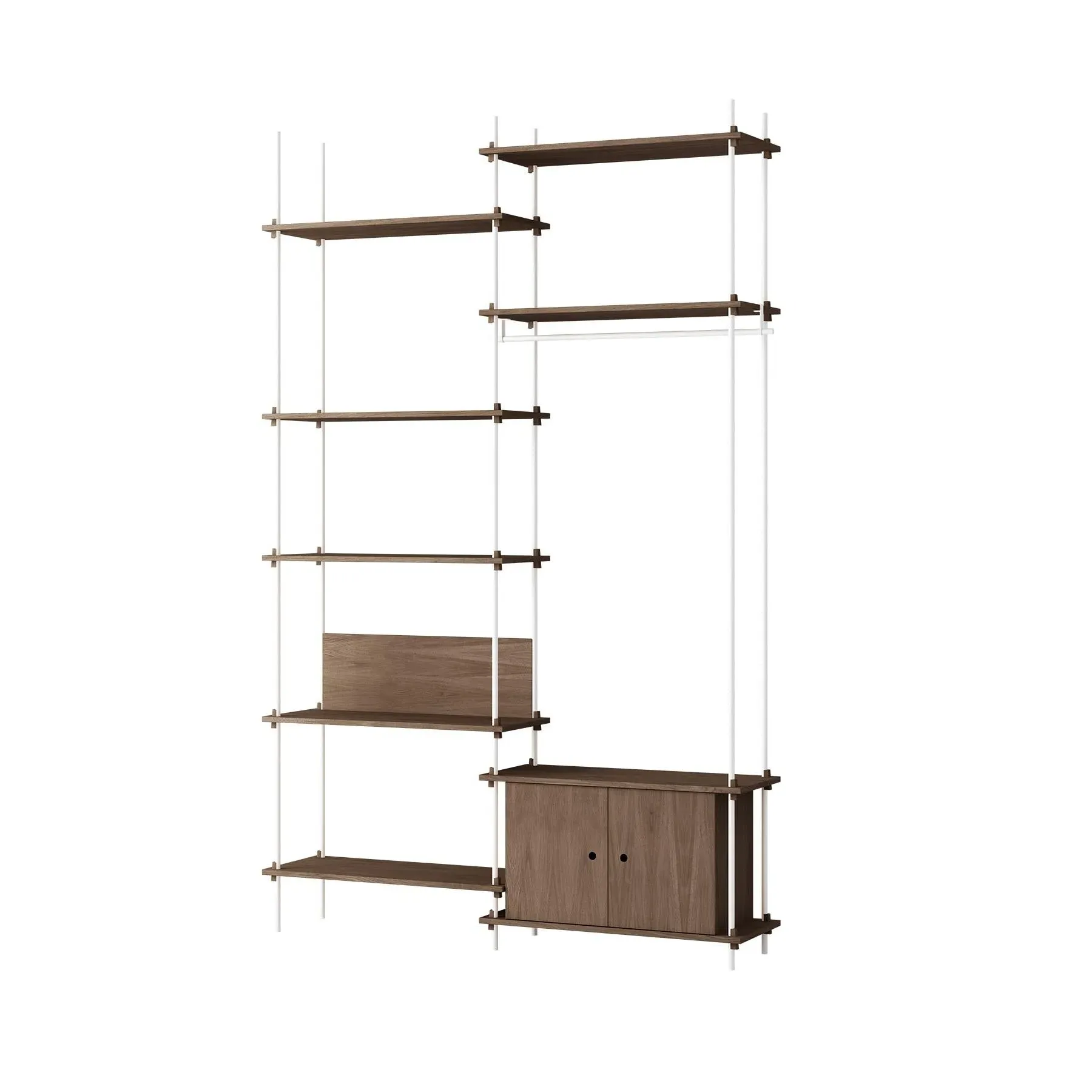 Double Shelving System with Desk - White, Oak