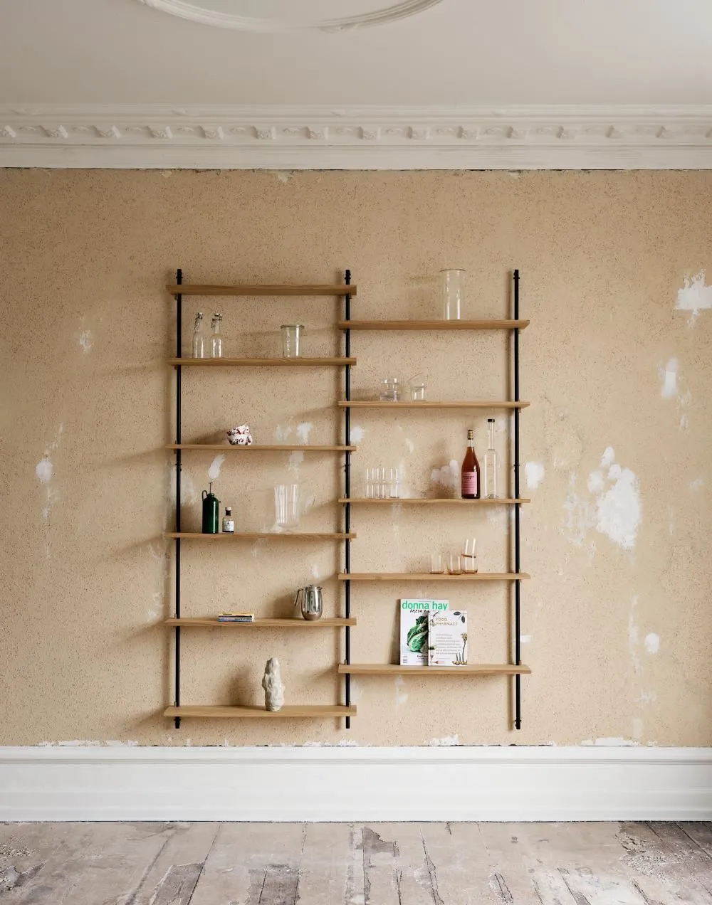 Extra Large Wall Shelving Set Double - Black, Steel