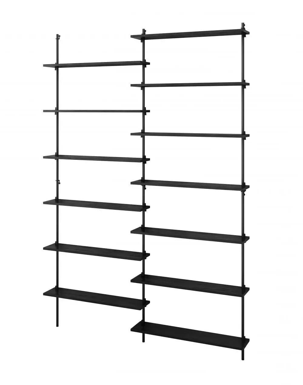 Extra Large Wall Shelving Set Double - Black, Steel
