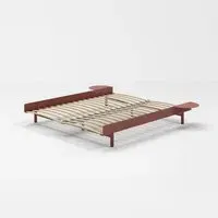 King Size Bed Frame with Side Tables - Dusty Rose, Steel