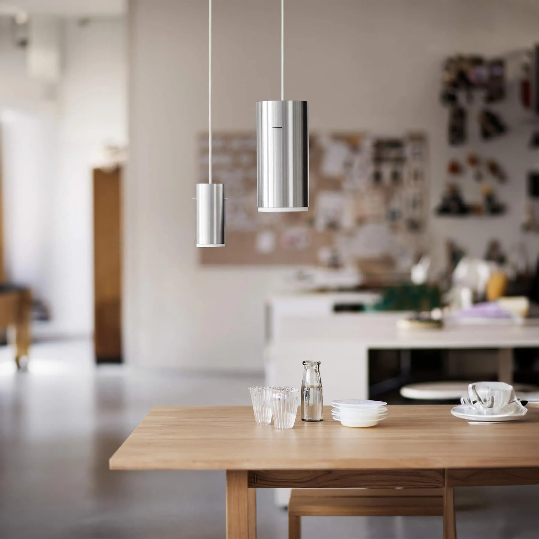 Large Tube Pendant Light - Deep Blue, Aluminium