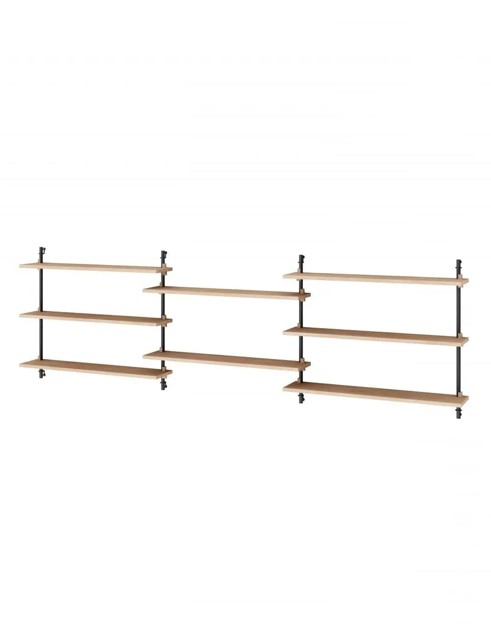 Large Wall Shelving Set Triple - Black, Steel