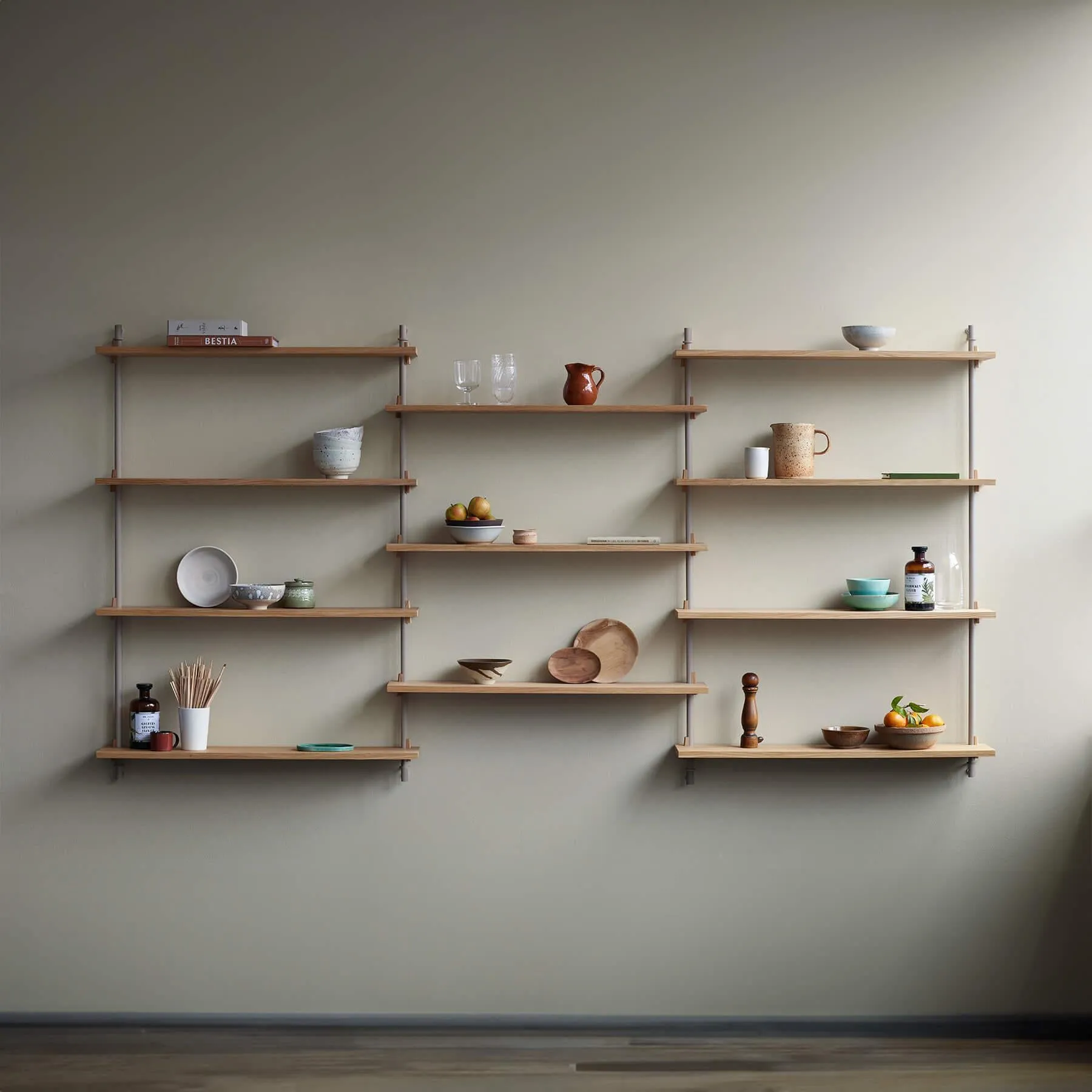 Large Wall Shelving Set Triple - Black, Steel