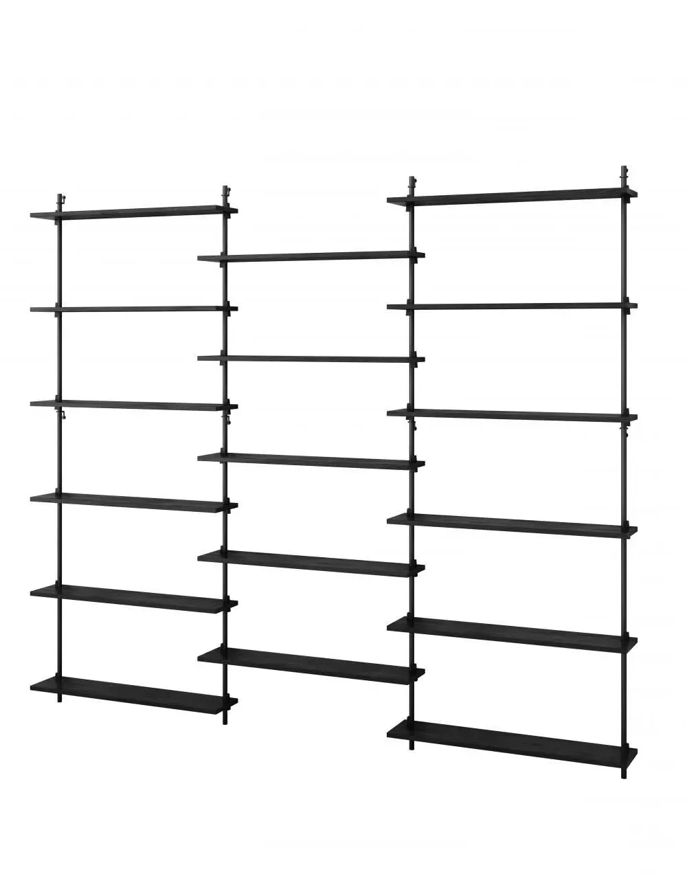 Large Wall Shelving Set Triple - Black, Steel