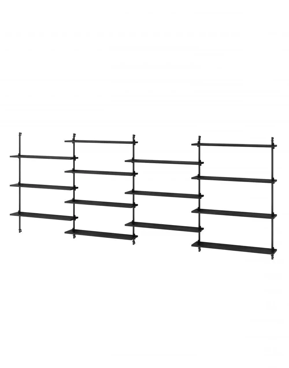 Medium Wall Shelving Set Quadruple - Black, Steel