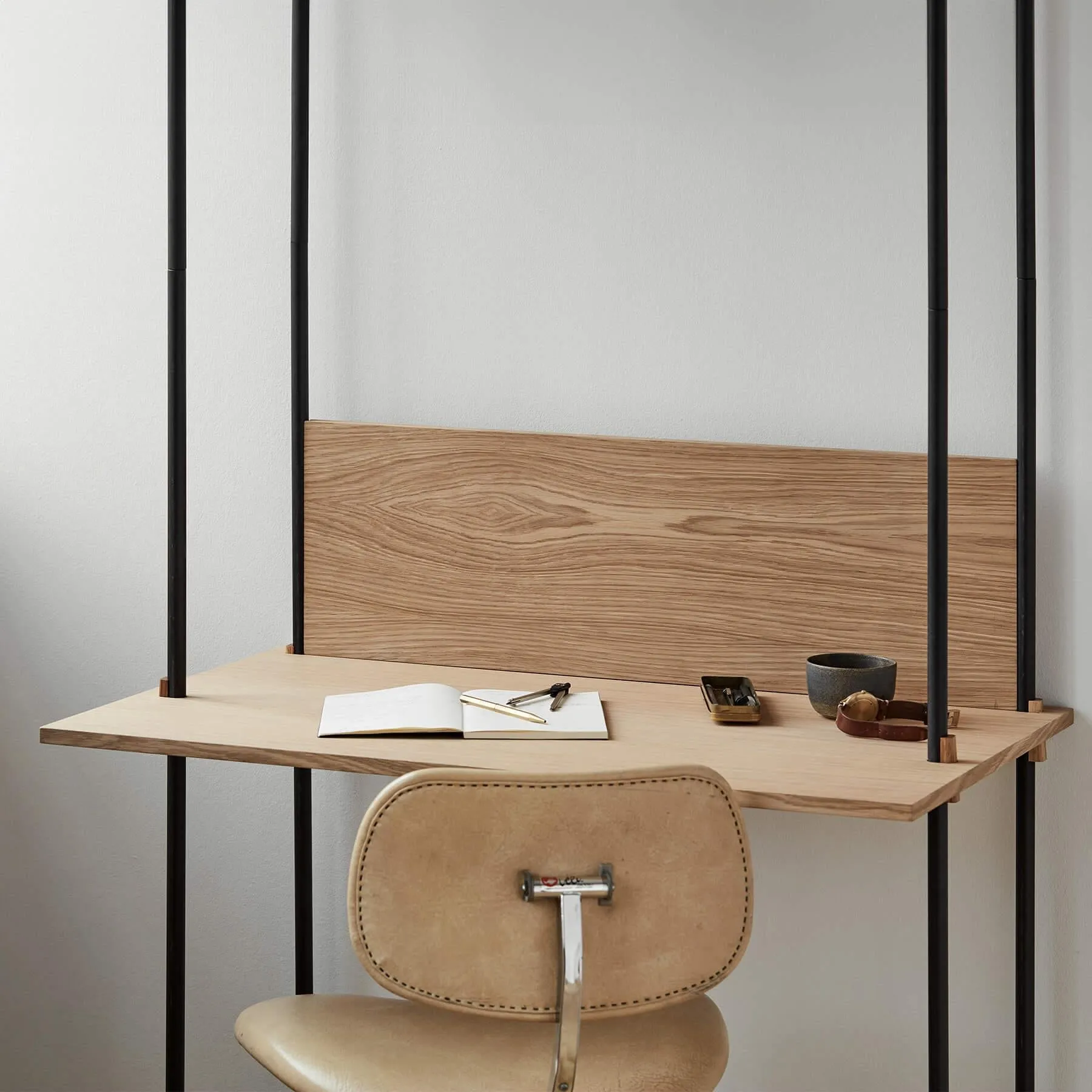 MOEBE Triple Shelving System with Cabinet and Desk - Black