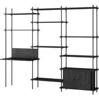 MOEBE Triple Shelving System with Cabinet and Desk - Black