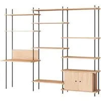 MOEBE Triple Shelving System with Cabinet and Desk - Oak, Black