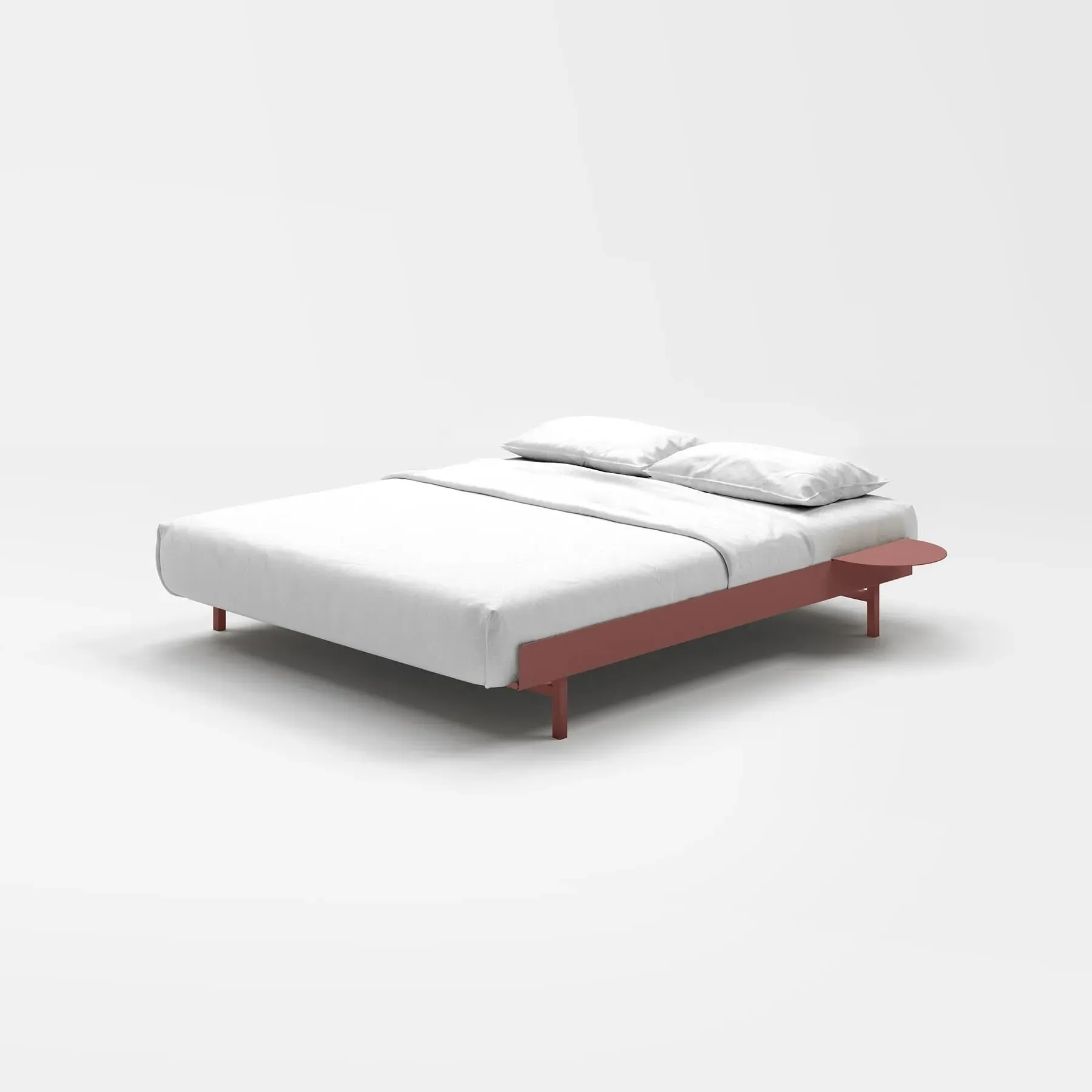 Single Bed Frame with Side Tables - Pine Green, Steel