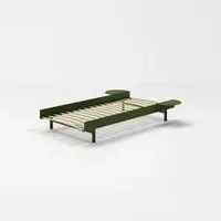 Single Bed Frame with Side Tables - Pine Green, Steel