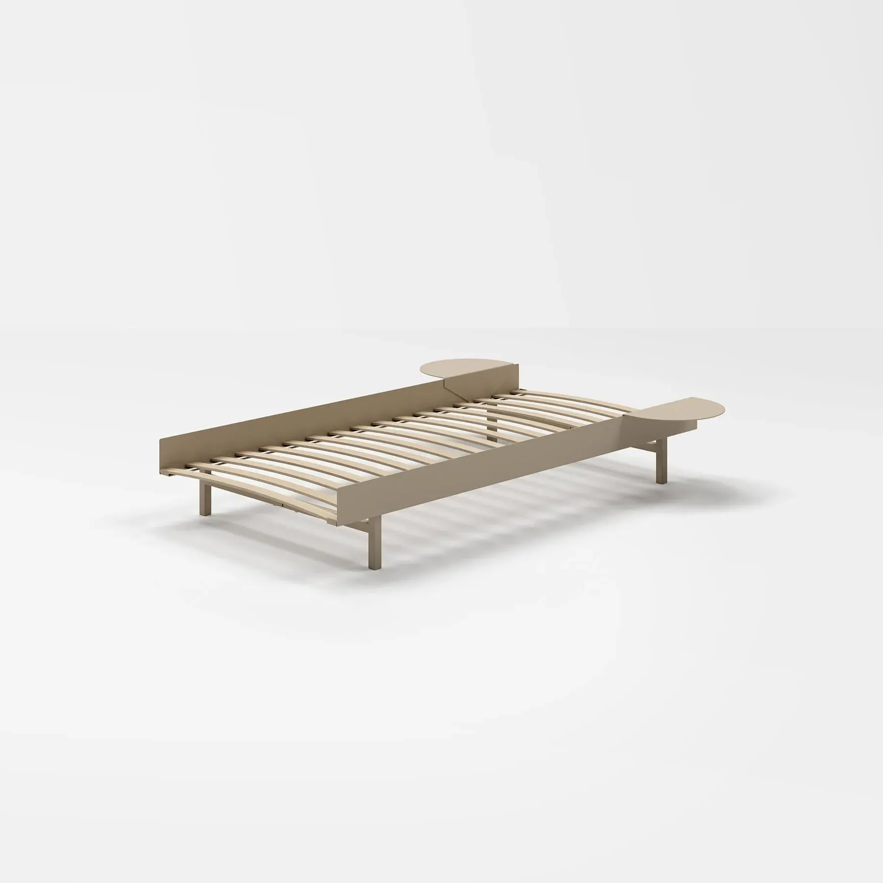 Single Bed with 2 Side Tables - Sand, Steel