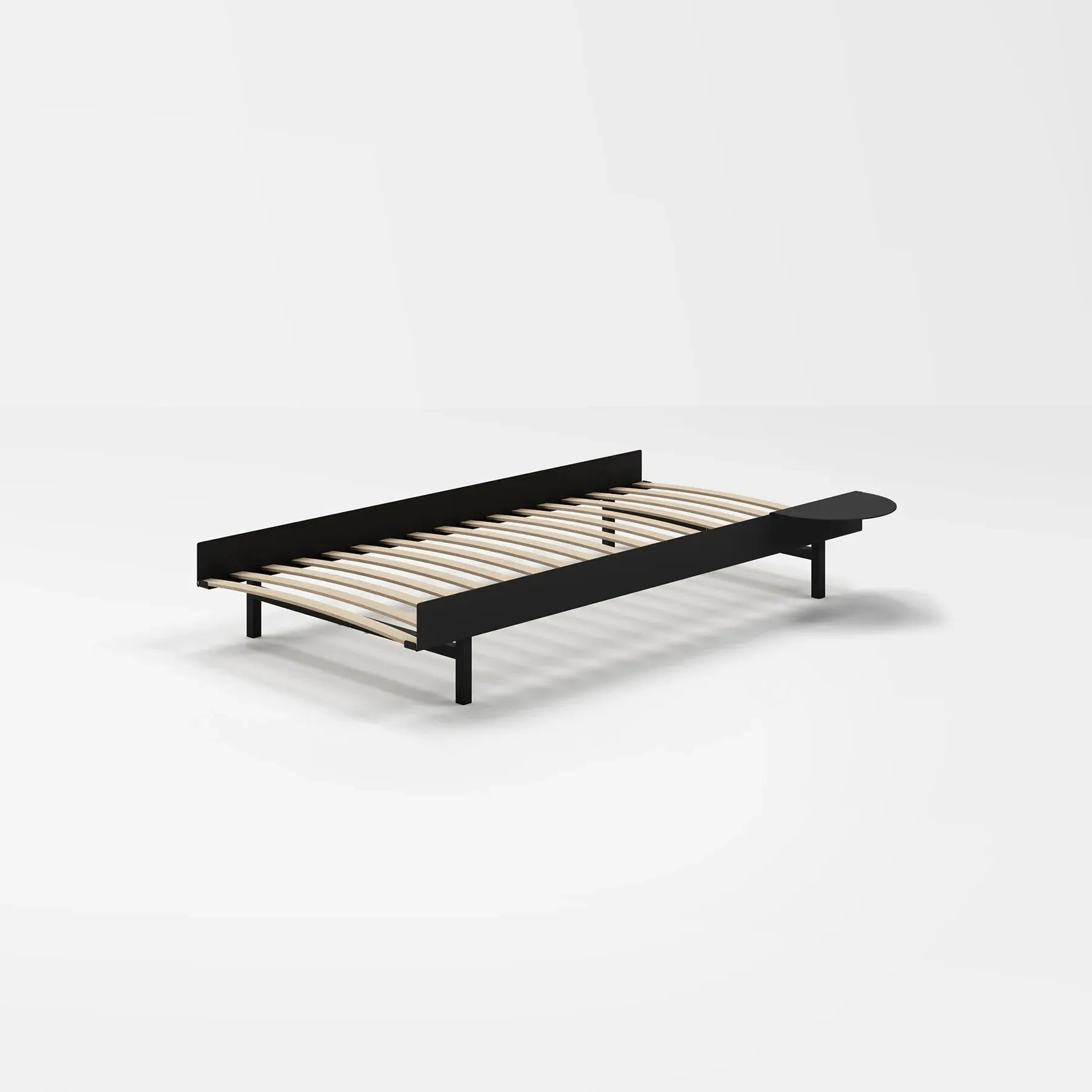 Single Bed with Side Table - Black, Steel image