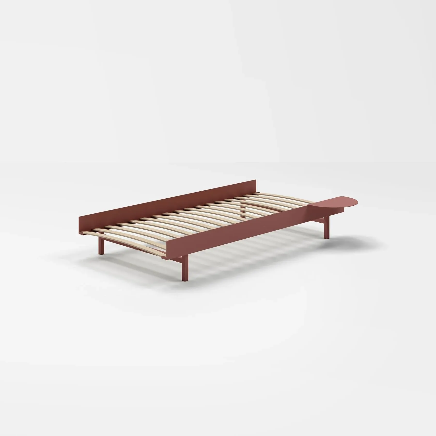 Single Bed with Side Table - Dusty Rose, Steel