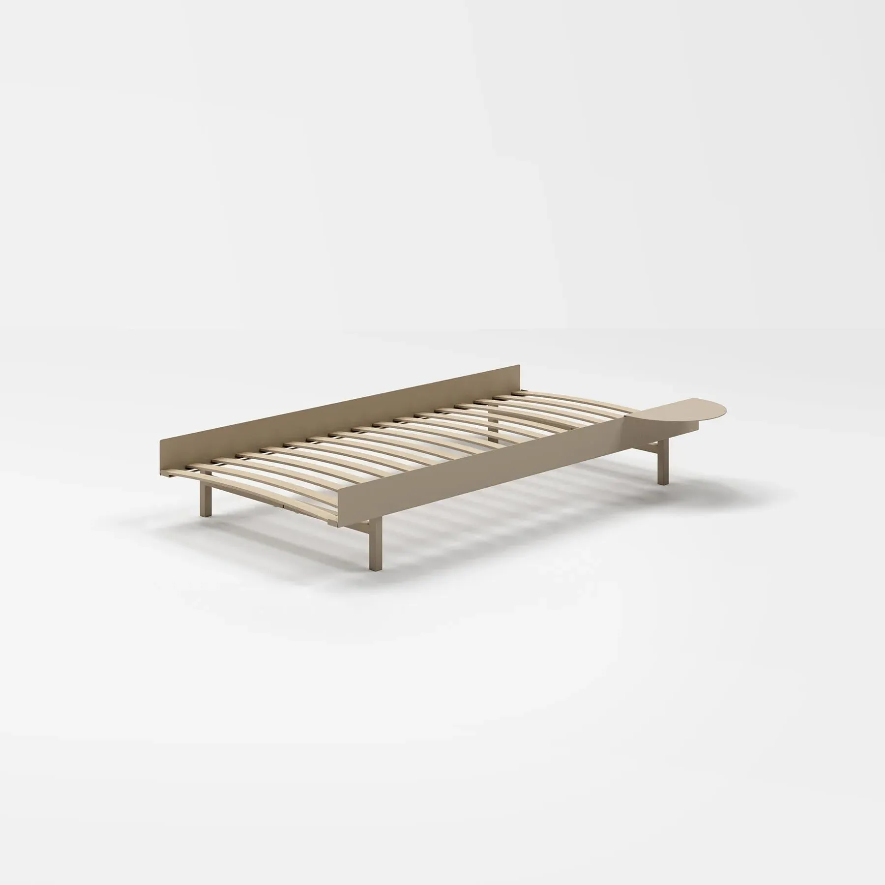 Single Bed with Side Table - Sand, Steel