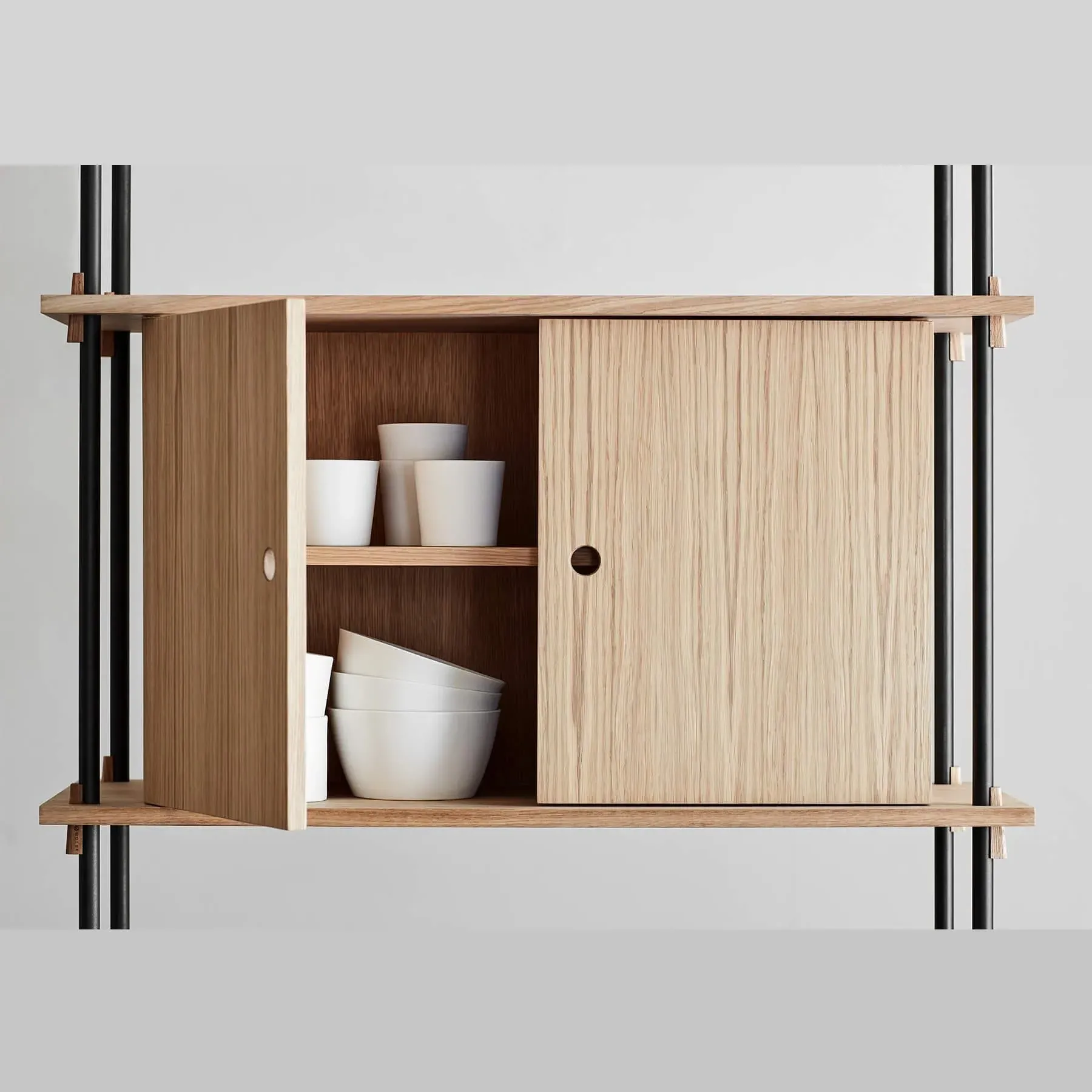 Single Shelving System with Cabinet - Black