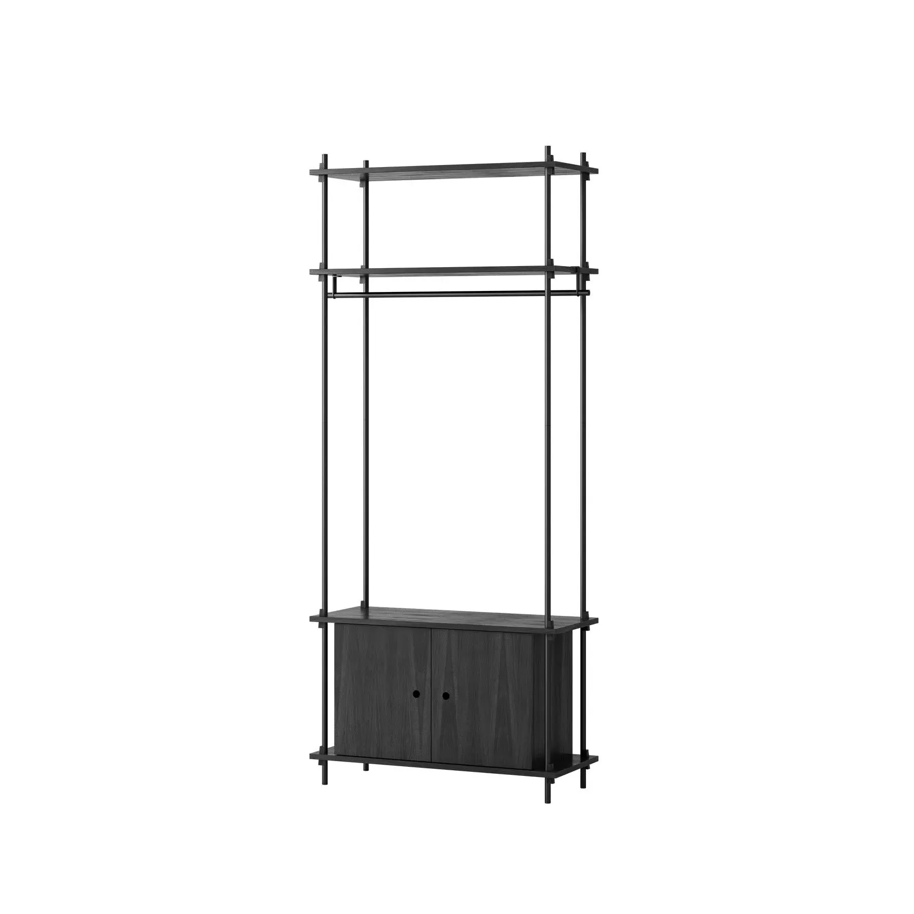 Single Shelving System with Cabinet - Black image