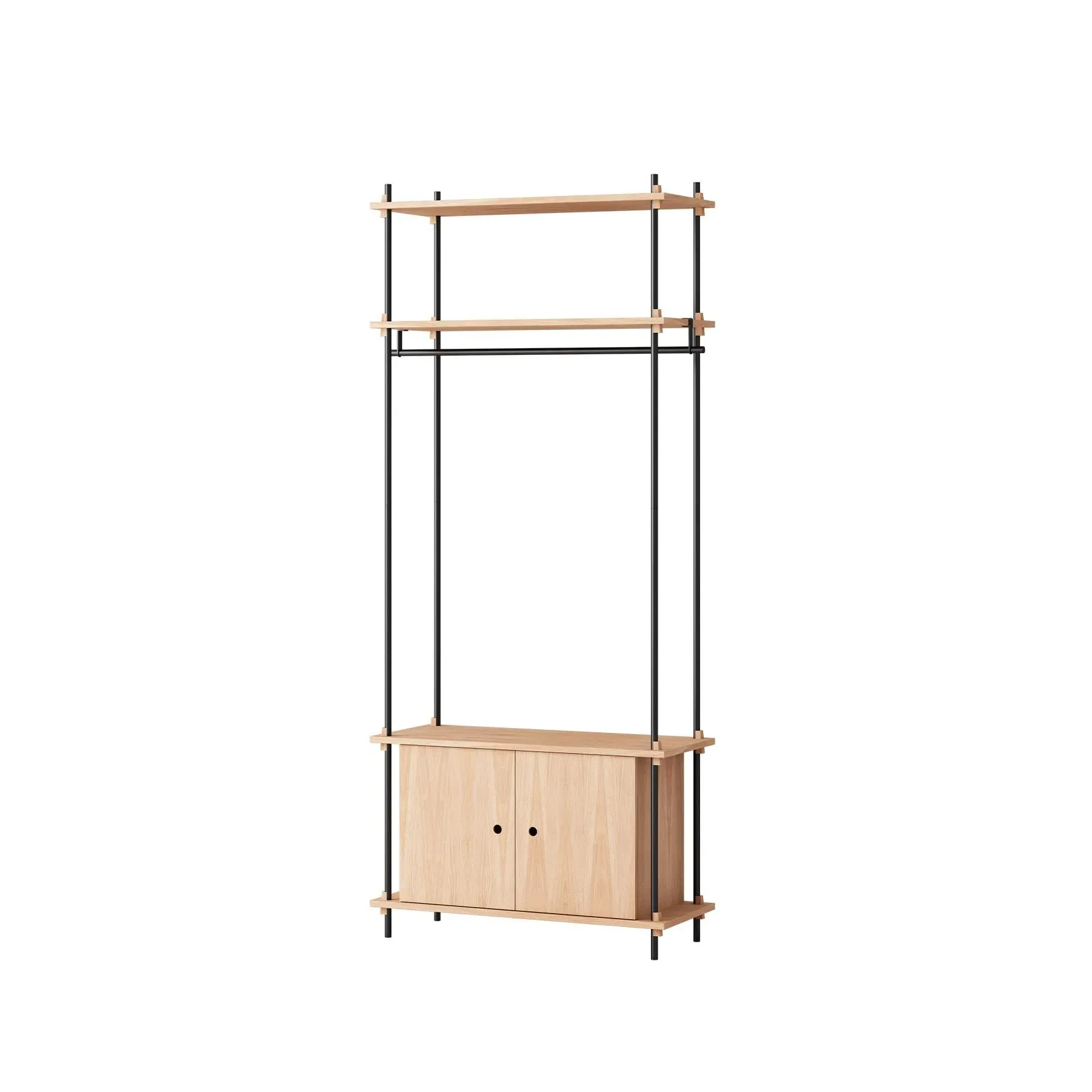 Single Shelving System with Cabinet - Black, Oak