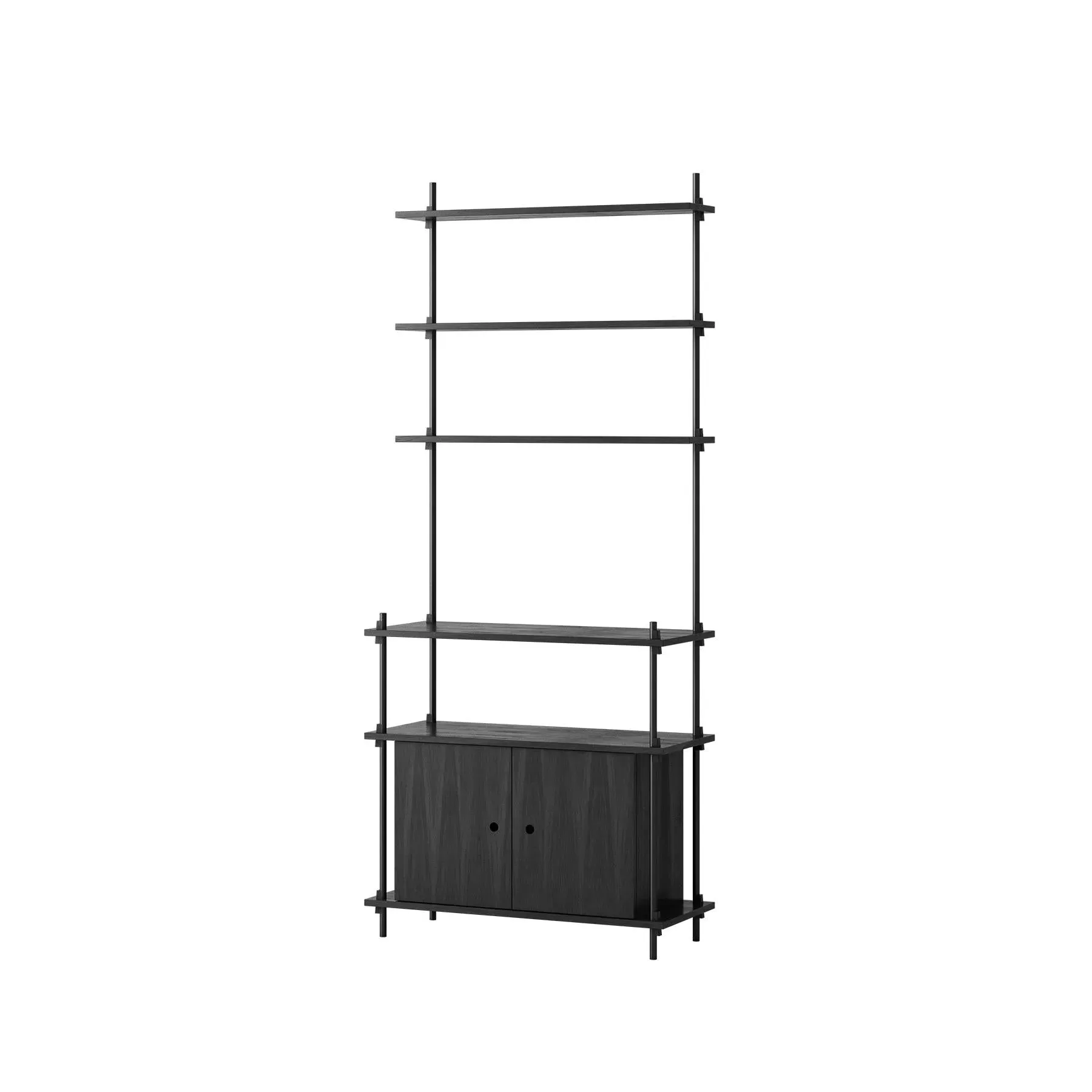 Single Shelving System with Cabinet - Black image