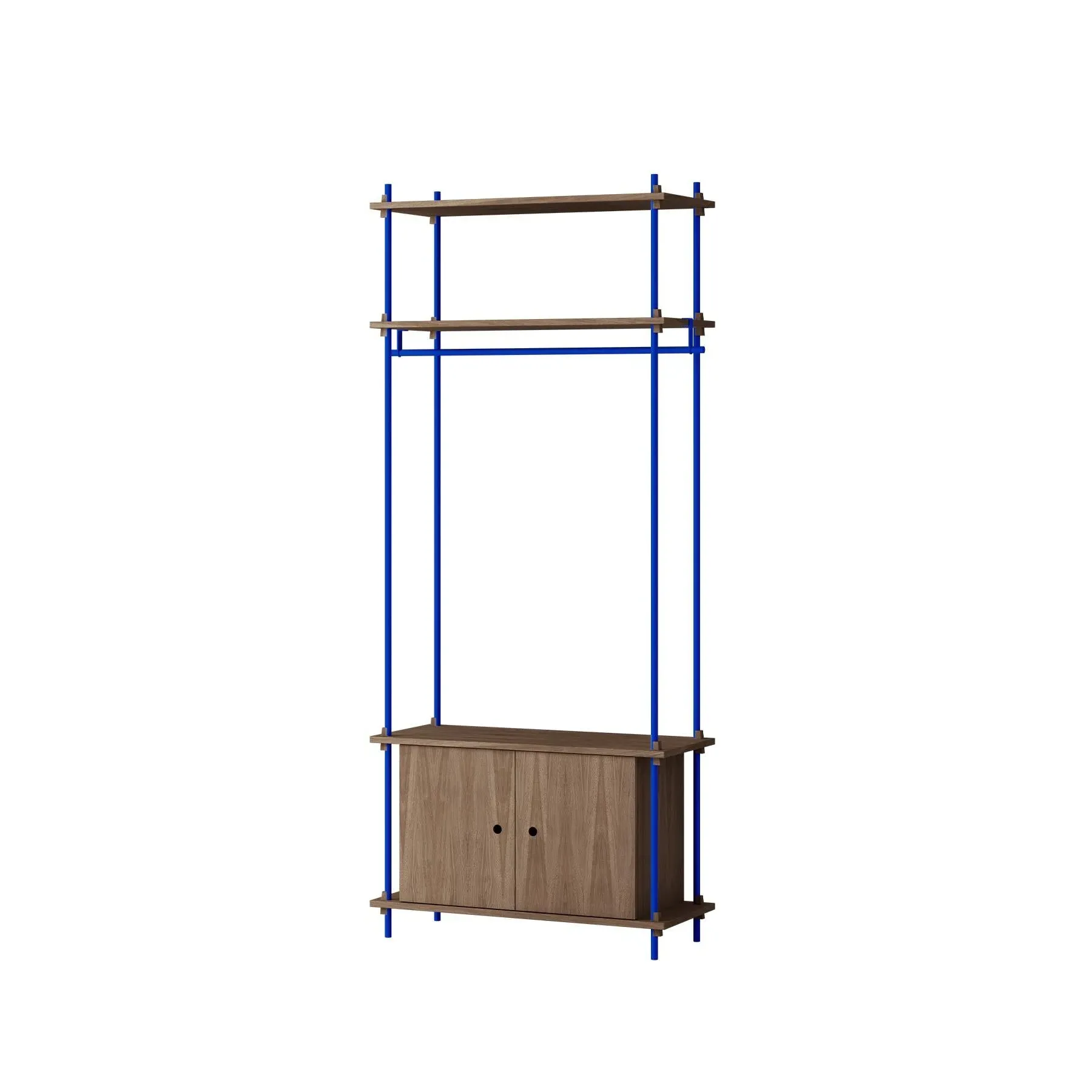 Single Shelving System with Cabinet - Blue, Oak