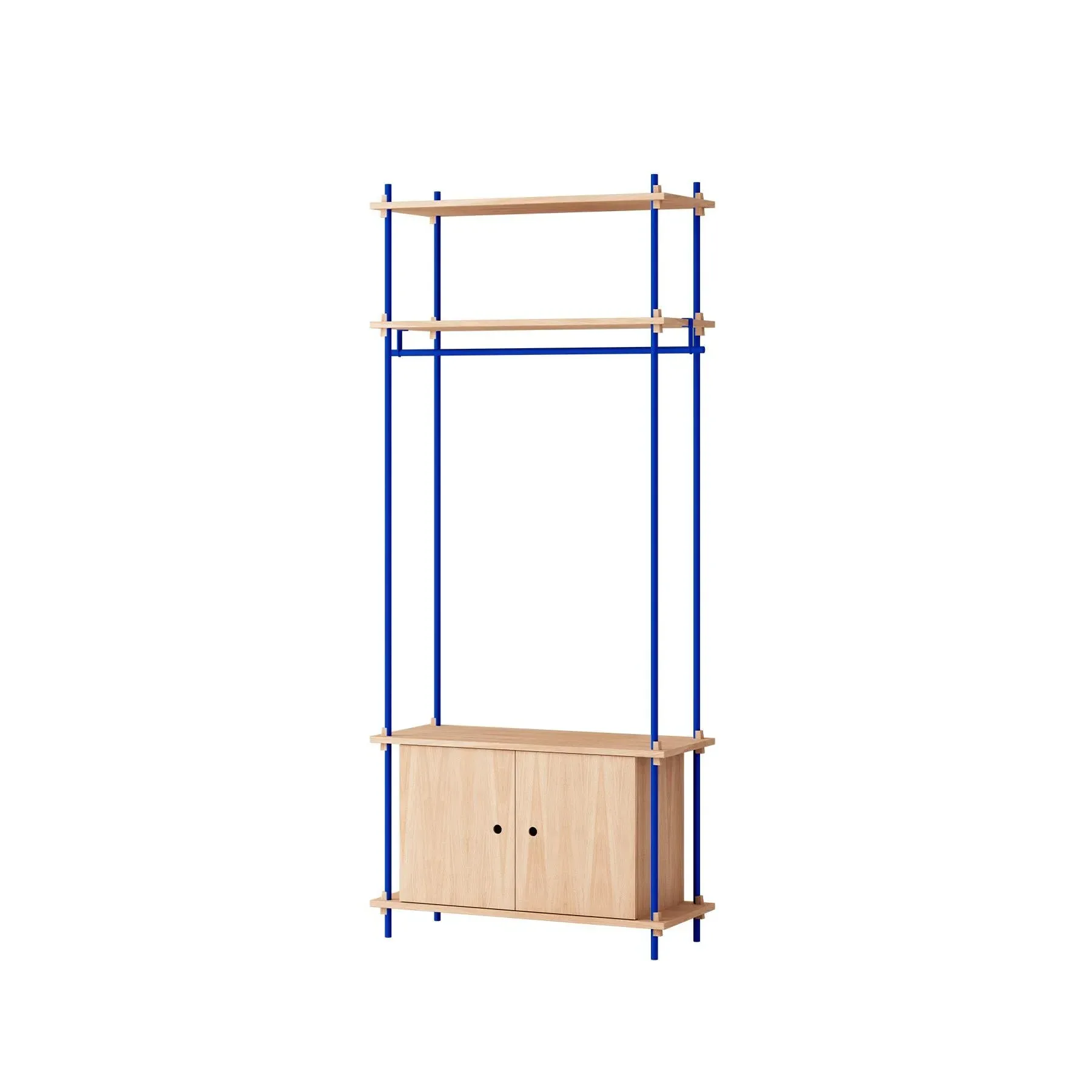 Single Shelving System with Cabinet - Blue, Oak