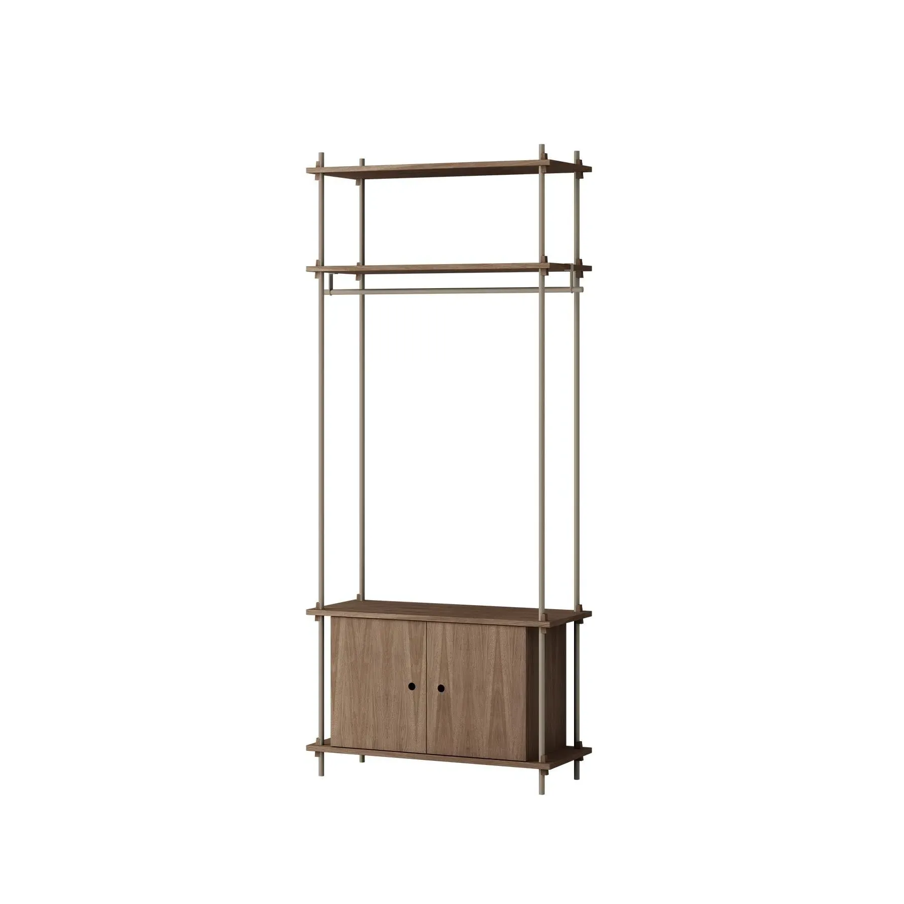 Single Shelving System with Cabinet - Green, Oak