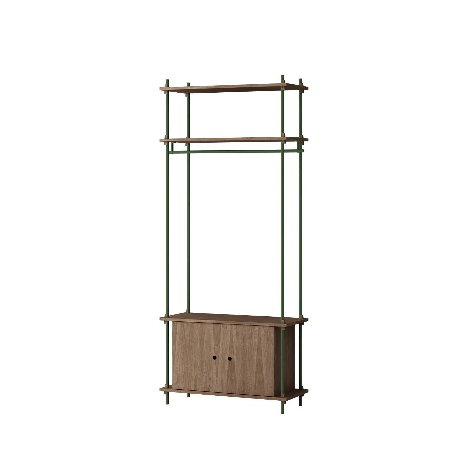 Single Shelving System with Cabinet - Green, Oak